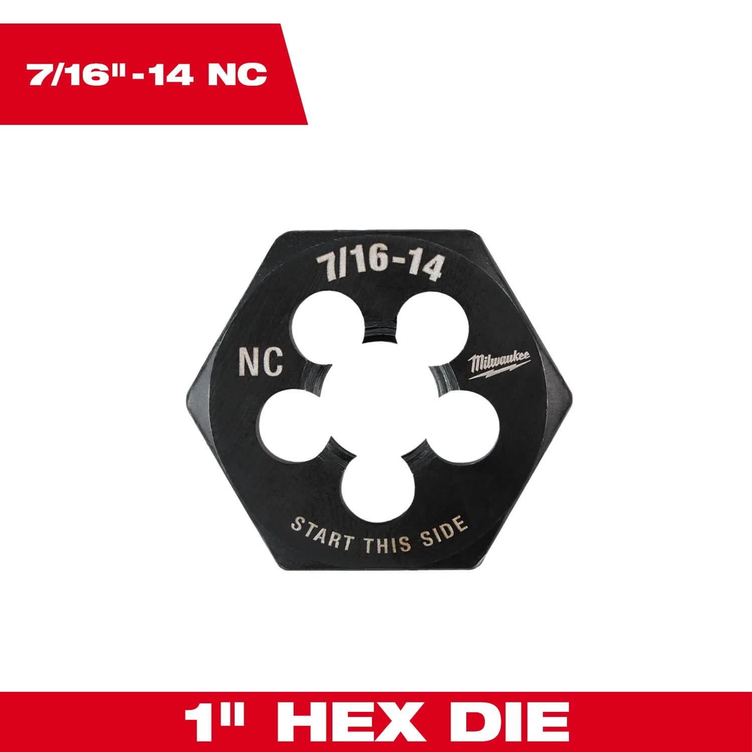 Milwaukee 49-57-5355 7/16"-14 NC 1-Inch Hex Threading Die