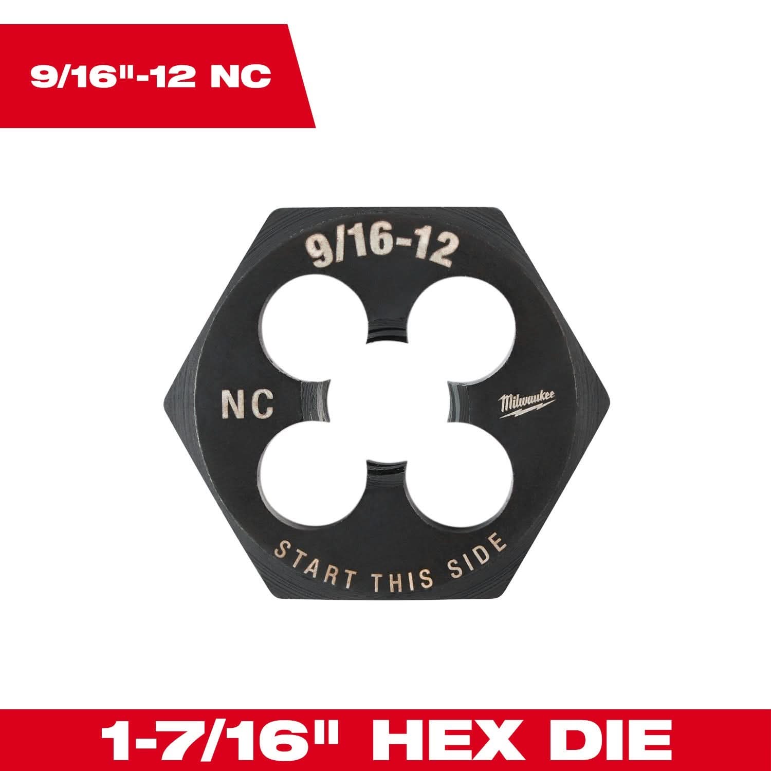 Milwaukee 49-57-5365 9/16"-12 NC 1-7/16" Hex Threading Die