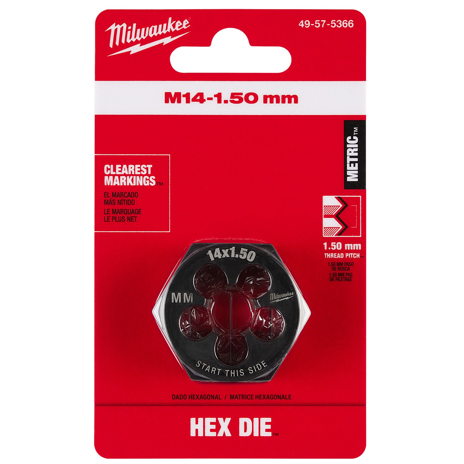 Milwaukee 49-57-5366 M14-1.50 mm 1-7/16" Hex Threading Die