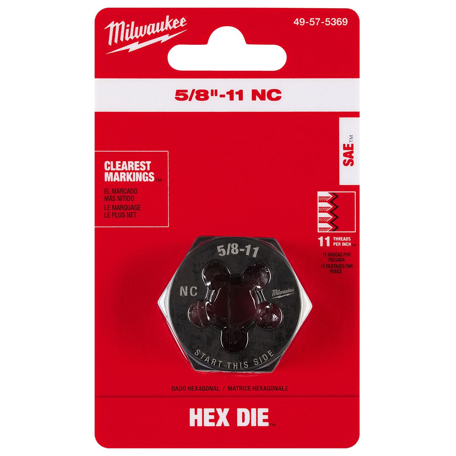 Milwaukee 49-57-5369 5/8"-11 NC 1-7/16" Hex Threading Die