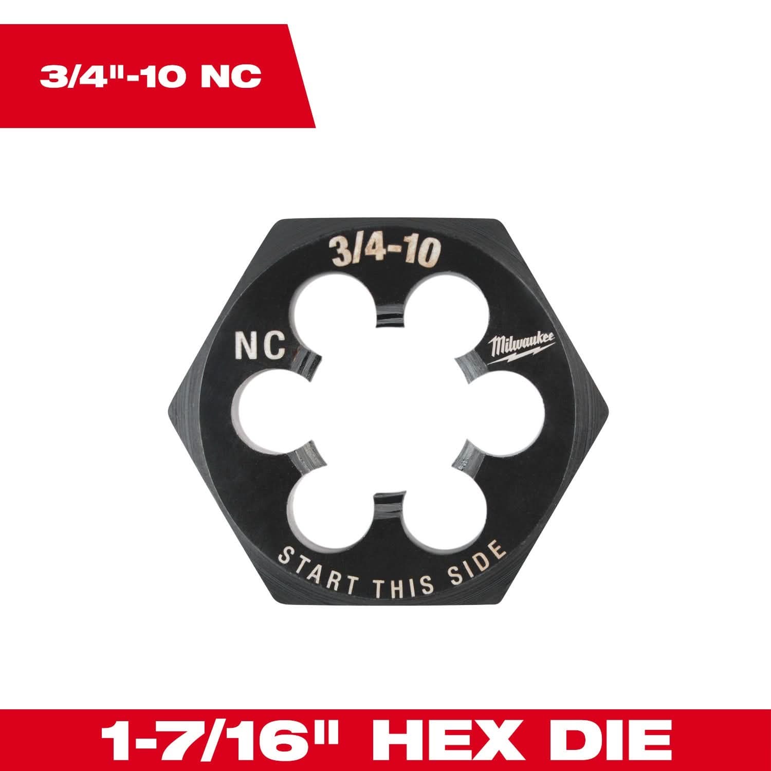 Milwaukee 49-57-5376 3/4"-10 NC 1-7/16" Hex Threading Die