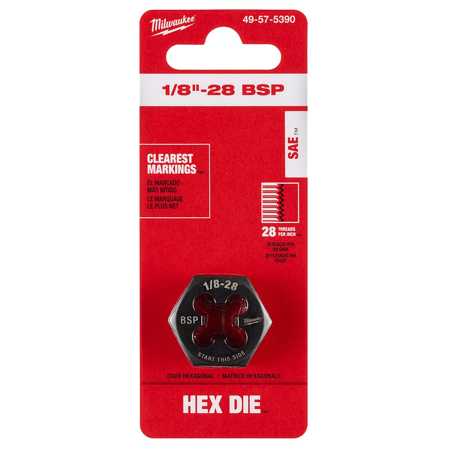 Milwaukee 49-57-5390 1/8"-28 BSP 1-Inch Hex Threading Die