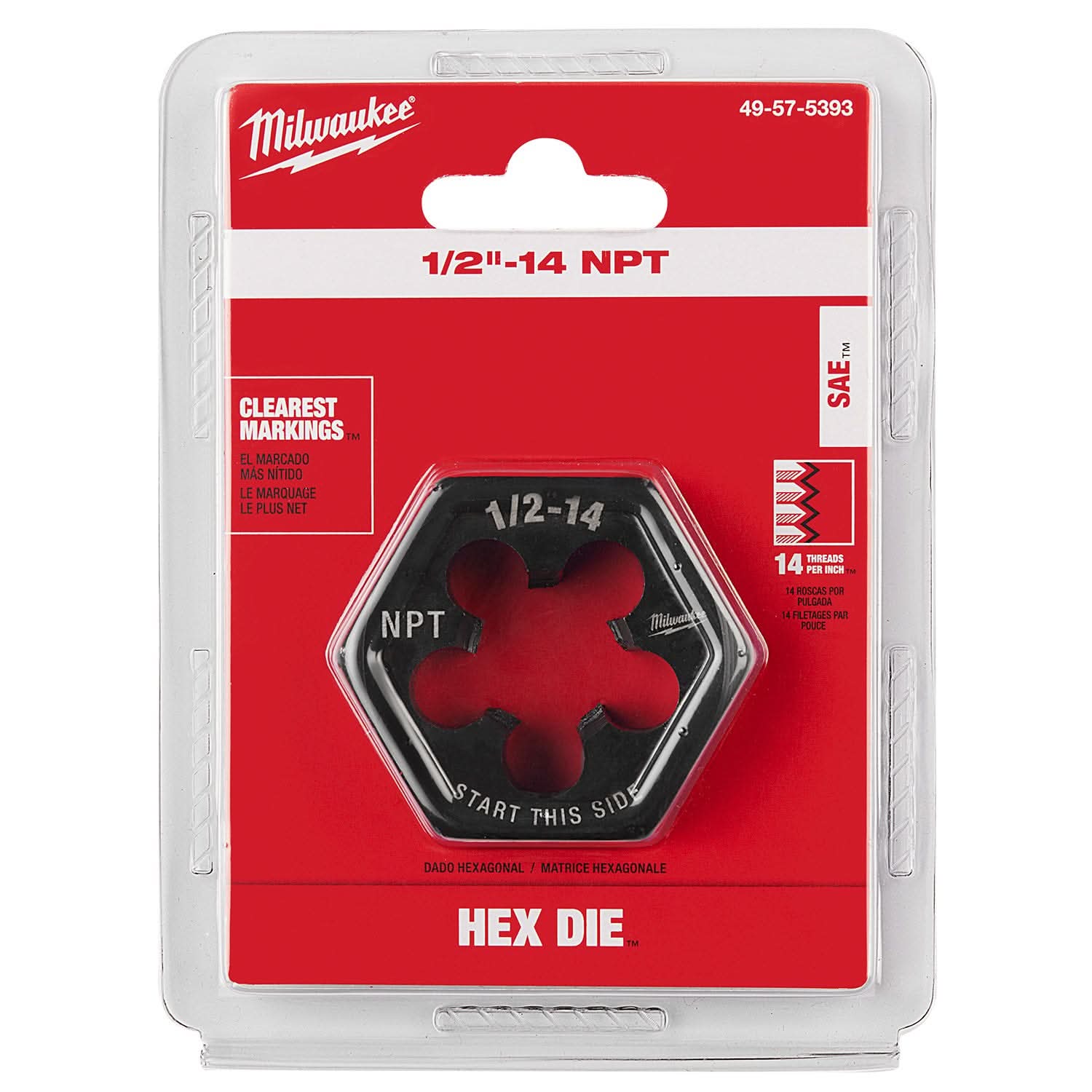 Milwaukee 49-57-5393 1/2"-14 NPT 2-1/6" Hex Threading Die