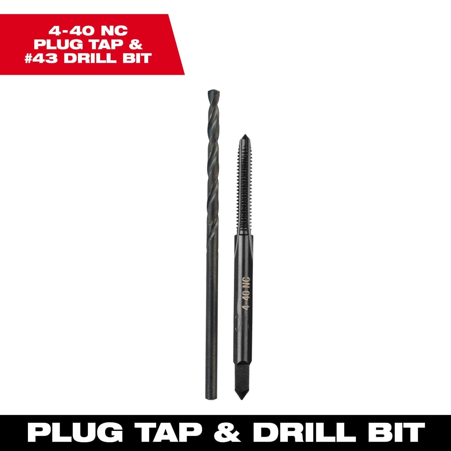 Milwaukee 49-57-5508 4-40 NC Straight Flute Plug Tap & #43 Drill Bit