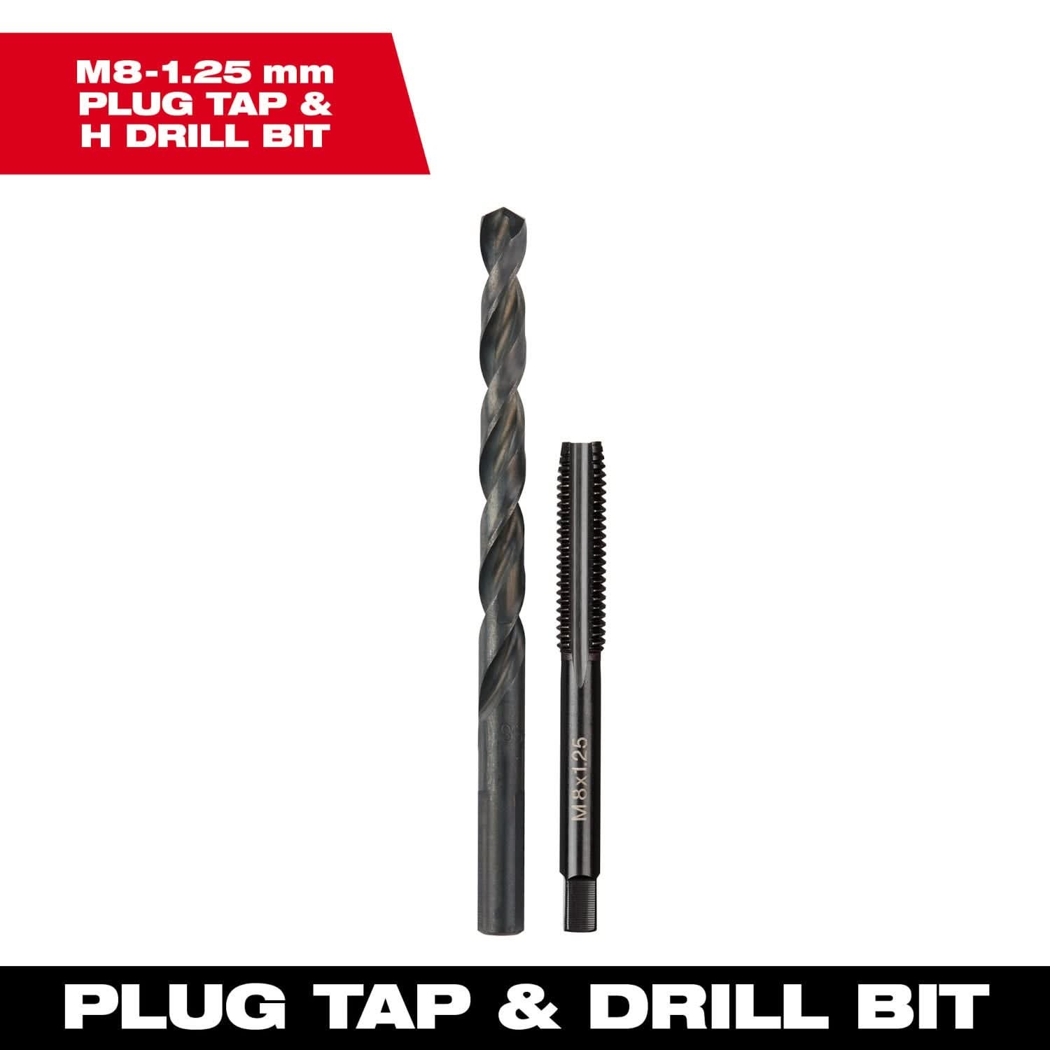 Milwaukee 49-57-5543 M8-1.25 mm Straight Flute Plug Tap & H Drill Bit