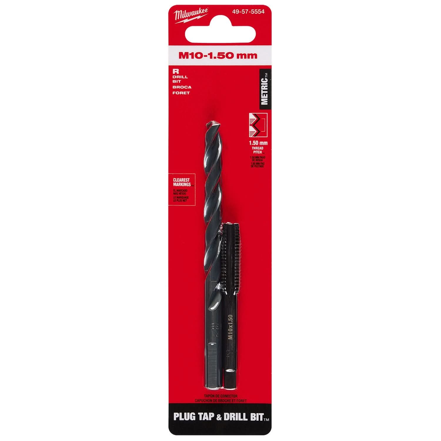 Milwaukee 49-57-5554 M10-1.50 mm Straight Flute Plug Tap & R Drill Bit