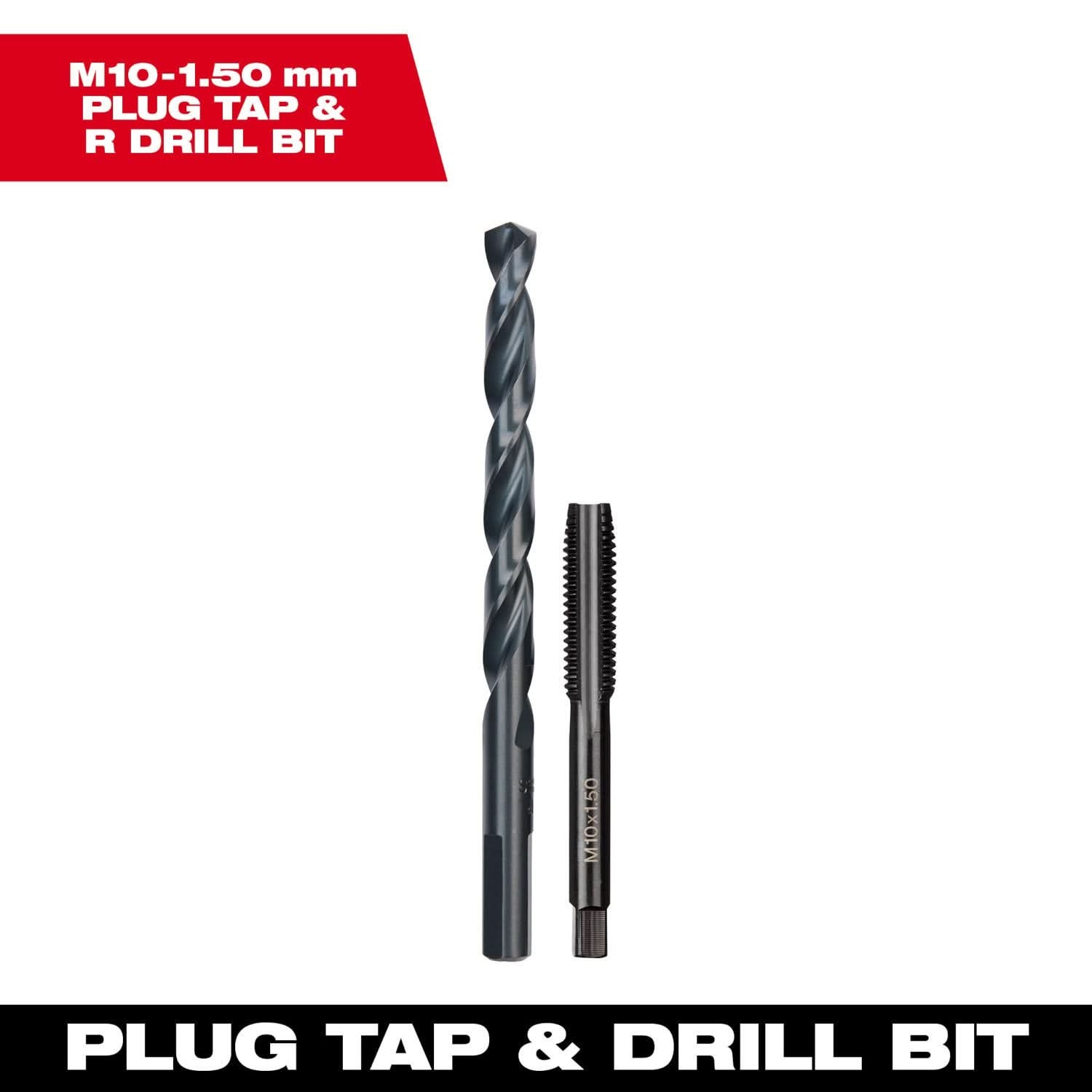 Milwaukee 49-57-5554 M10-1.50 mm Straight Flute Plug Tap & R Drill Bit