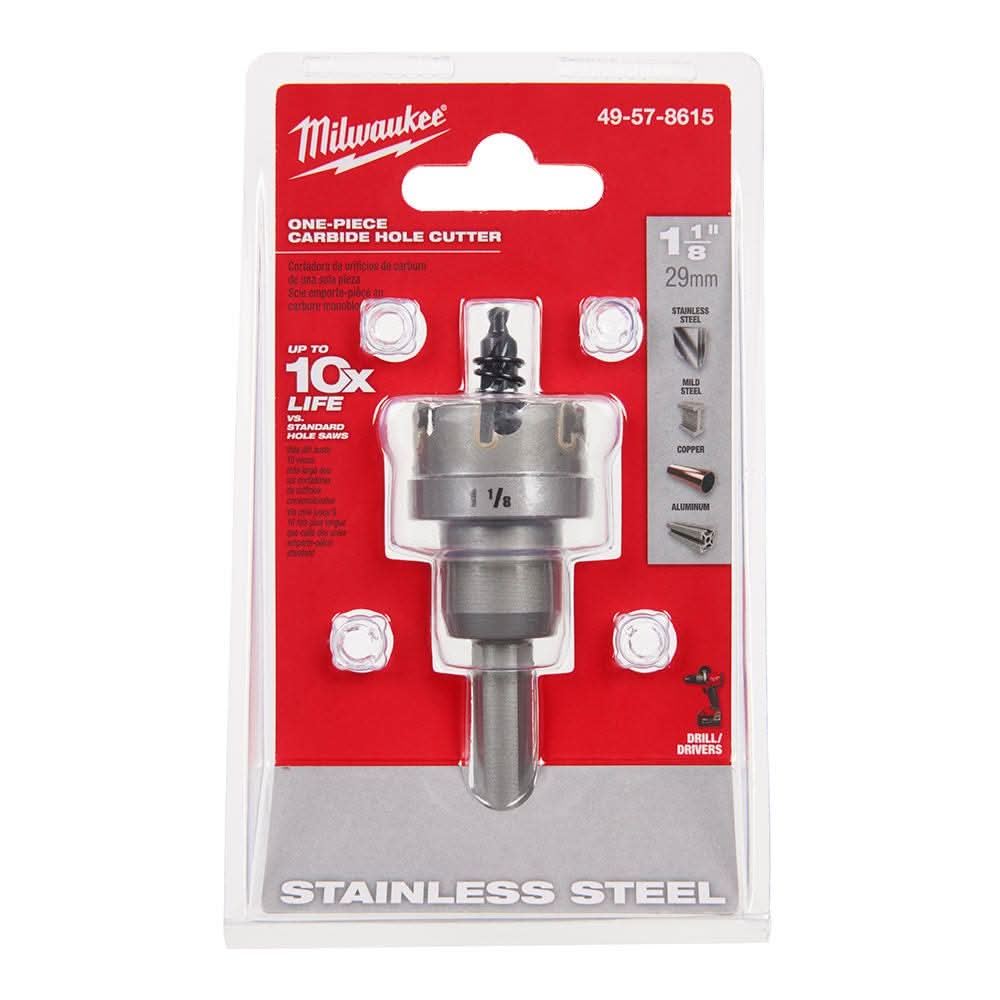 Milwaukee 49-57-8615 1-1/8-Inch One-piece Carbide Hole Cutter