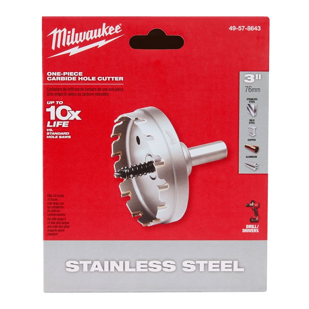 Milwaukee 49-57-8643 3-Inch One-piece Carbide Hole Cutter