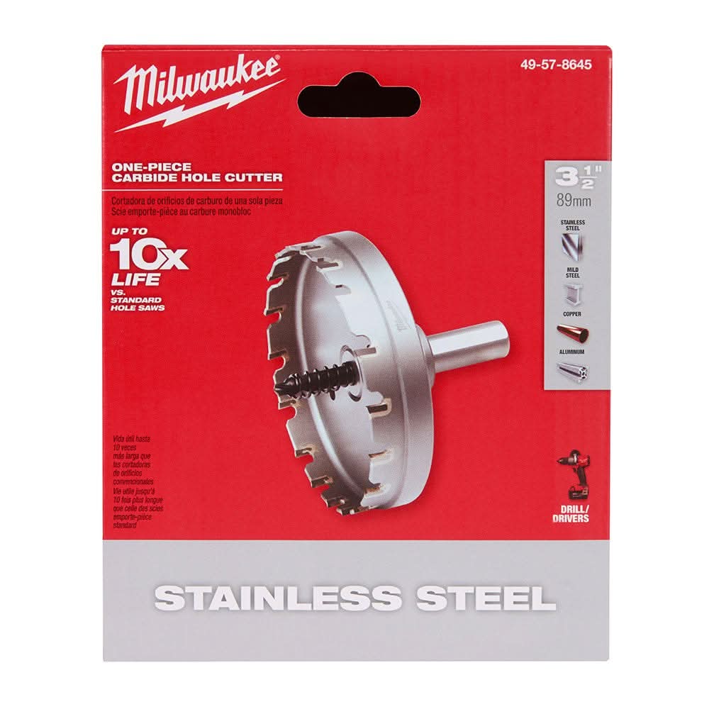 Milwaukee 49-57-8645 3-1/2-Inch One-piece Carbide Hole Cutter