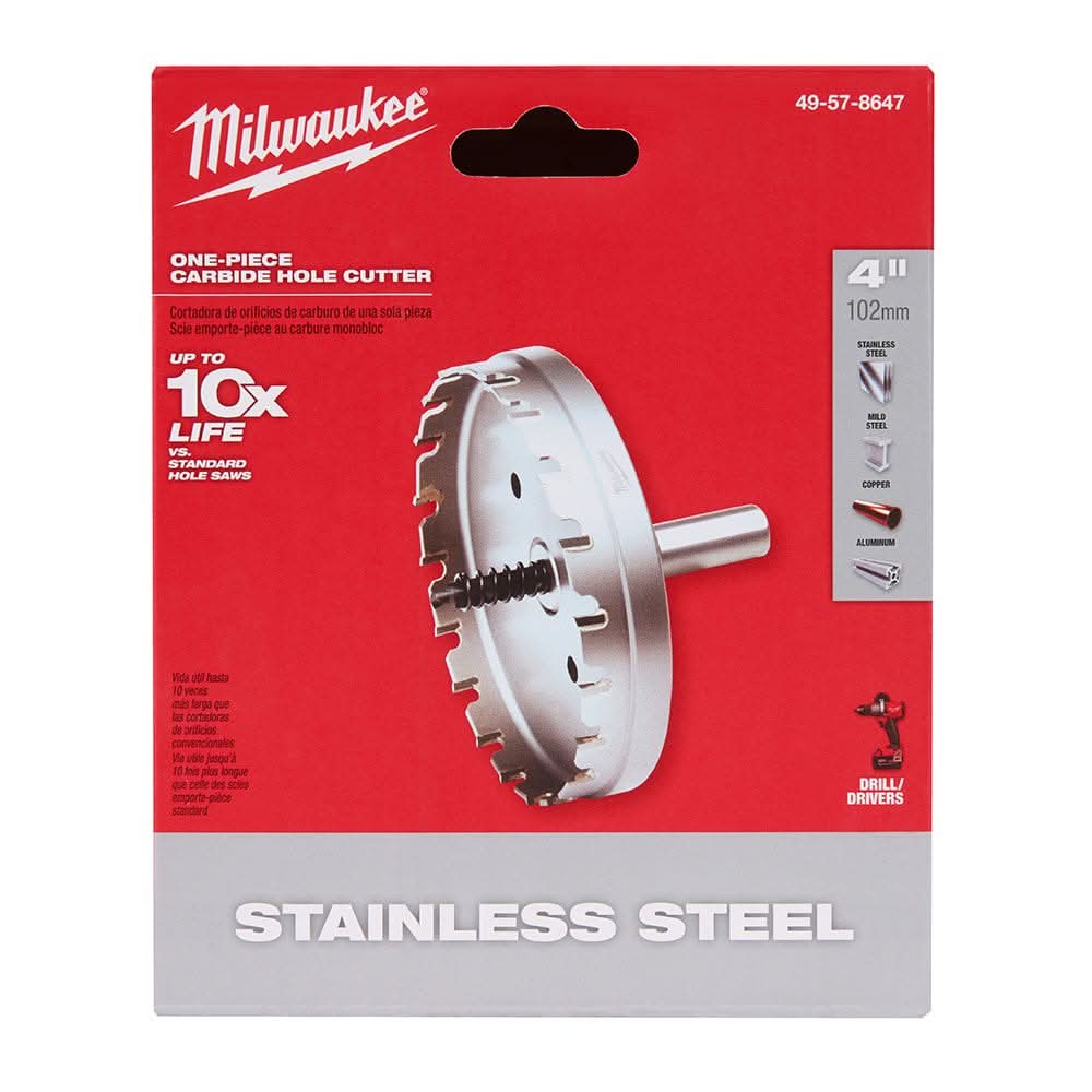 Milwaukee 49-57-8647 4-Inch One-piece Carbide Hole Cutter