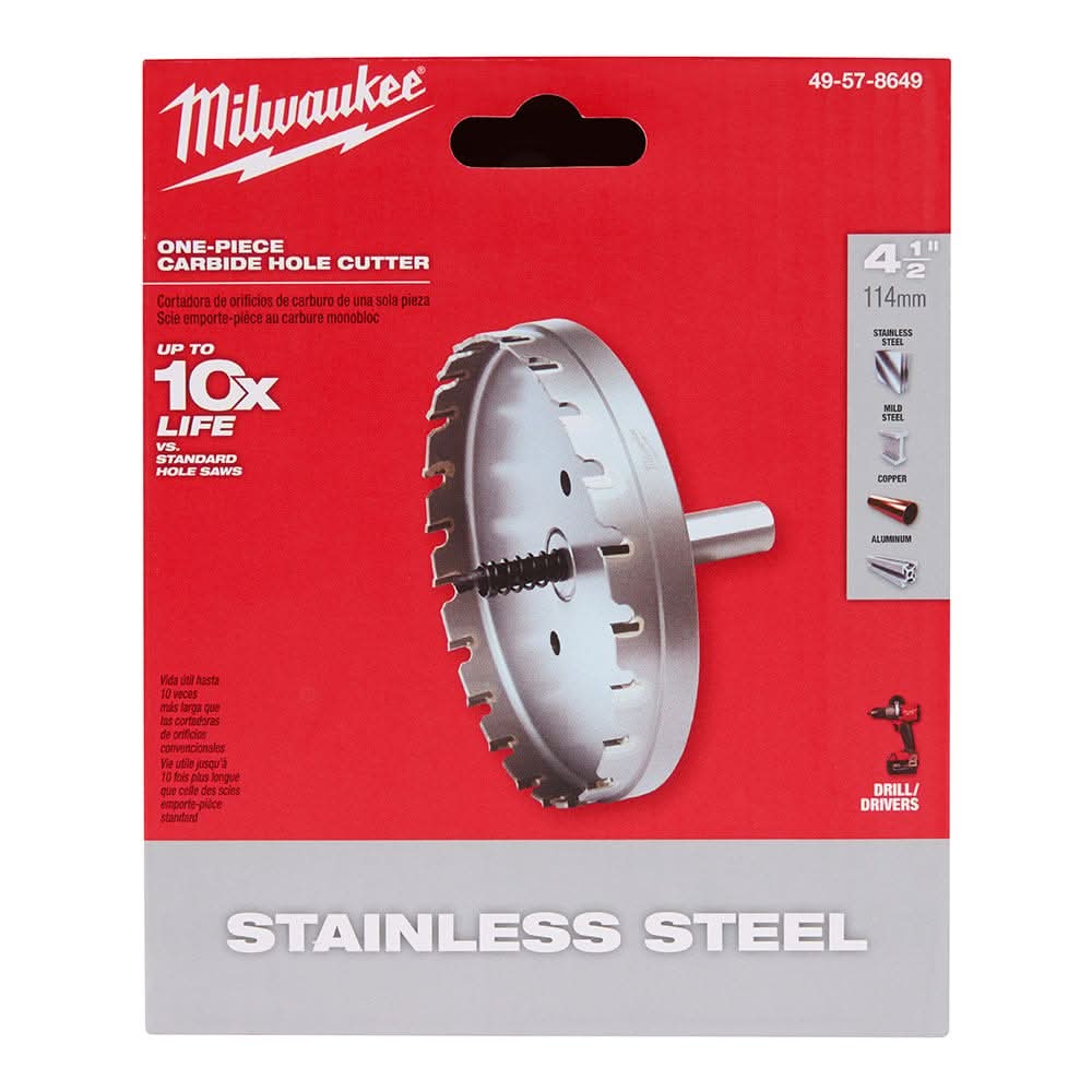 Milwaukee 49-57-8649 4-1/2-Inch One-piece Carbide Hole Cutter