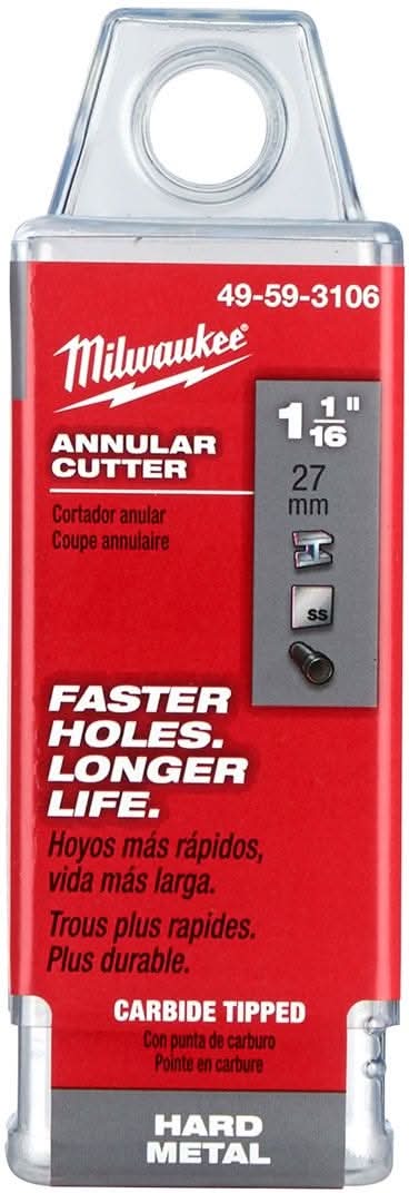 Milwaukee 49-59-3106 1-1/16-Inch TCT Annular Cutter 1-3/8-Inch Depth
