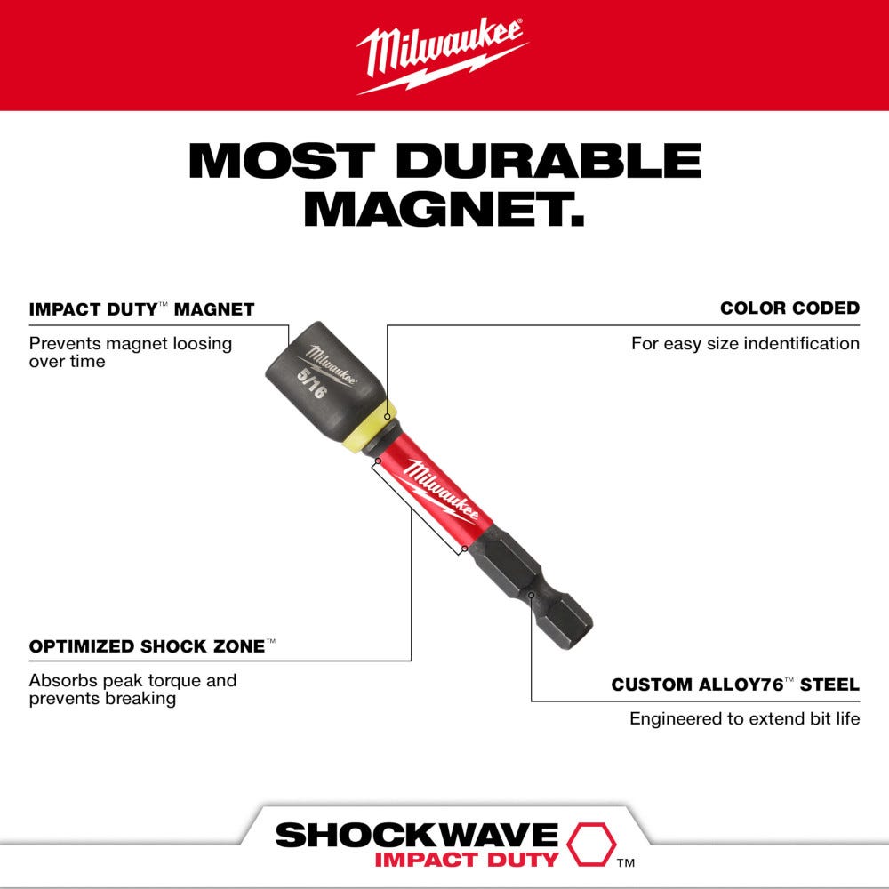 Milwaukee 49-66-0712 SHOCKWAVE Impact Duty 12MM x 2-9/16" Magnetic Nut Driver 10PK