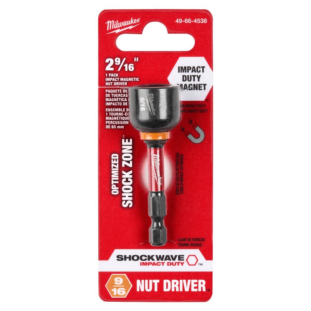 Milwaukee 49-66-4538 SHOCKWAVE Impact Duty 9/16" x 2-9/16" Magnetic Nut Driver