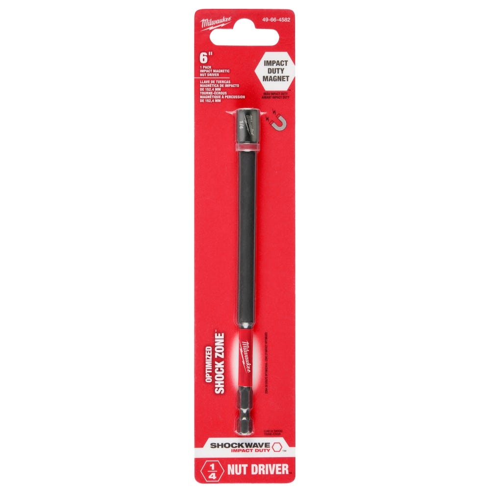 Milwaukee 49-66-4582 SHOCKWAVE Impact Duty 1/4" x 6" Magnetic Nut Driver