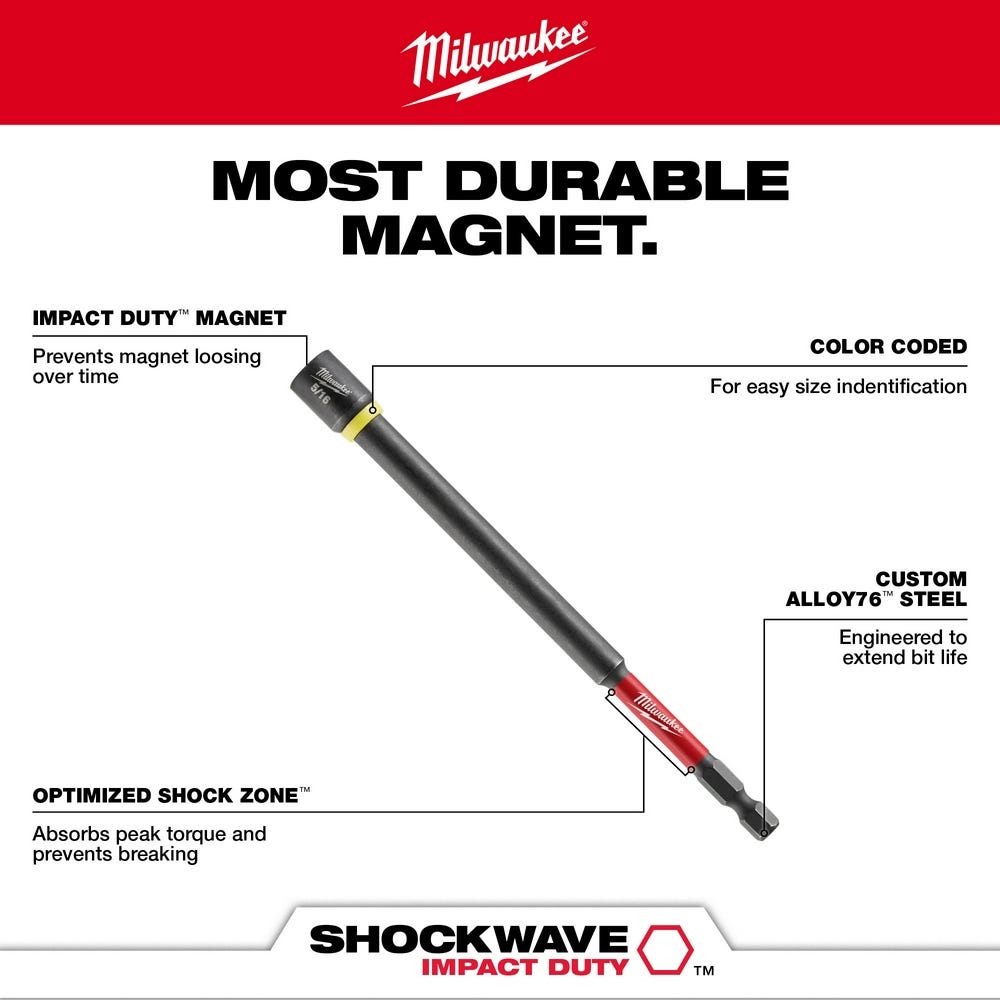 Milwaukee 49-66-4583 SHOCKWAVE Impact Duty 5/16" x 6" Magnetic Nut Driver