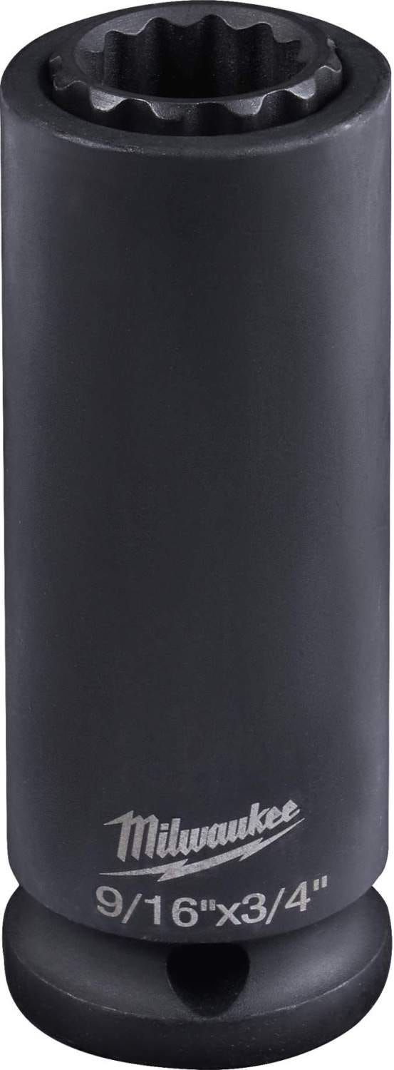 Milwaukee 49-66-5121 Shockwave Lineman's 12-Point 9/16"x3/4" 2-in-1 Socket