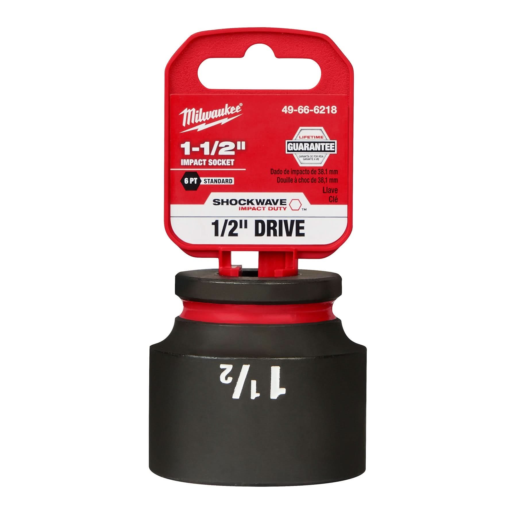 Milwaukee 49-66-6218 SHOCKWAVE Impact Duty 1/2-Inch Drive 1-1/2-Inch Standard 6 Point Socket