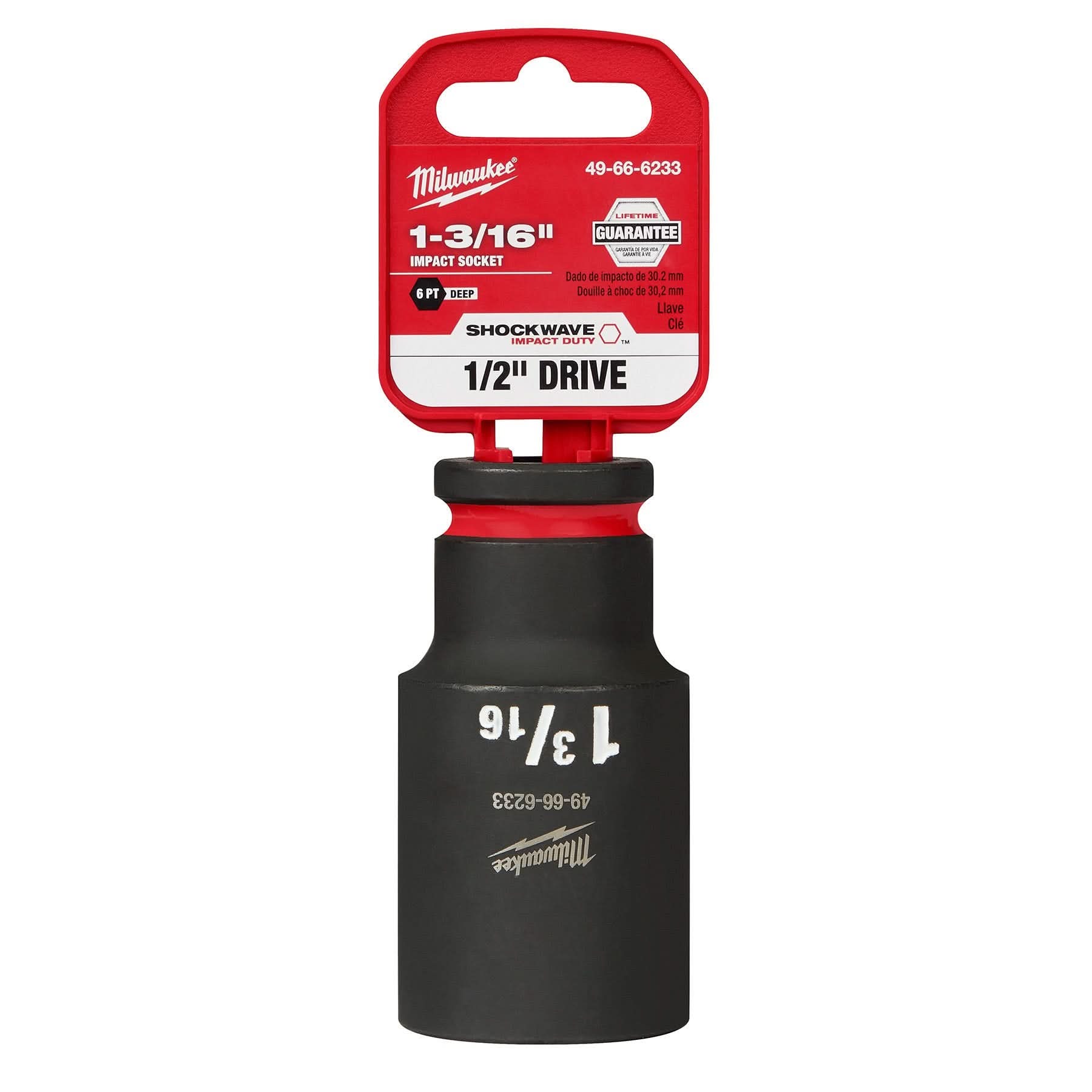 Milwaukee 49-66-6233 SHOCKWAVE Impact Duty 1/2-Inch Drive 1-3/16-Inch Deep 6 Point Socket