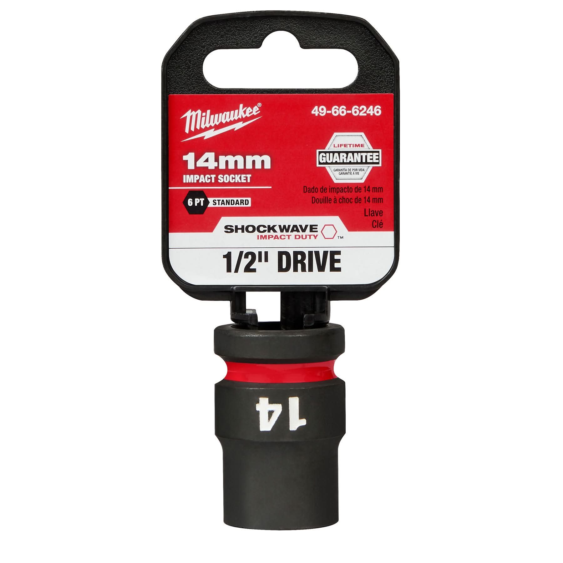 Milwaukee 49-66-6246 SHOCKWAVE Impact Duty 1/2-Inch Drive 14MM Standard 6 Point Socket