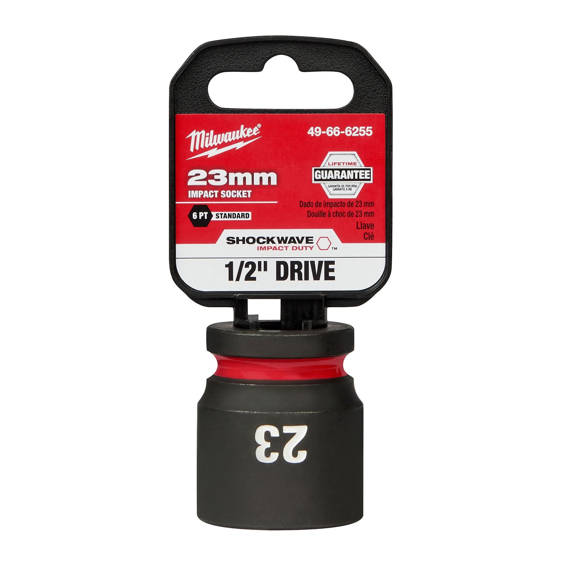 Milwaukee 49-66-6255 SHOCKWAVE Impact Duty 1/2-Inch Drive 23MM Standard 6 Point Socket