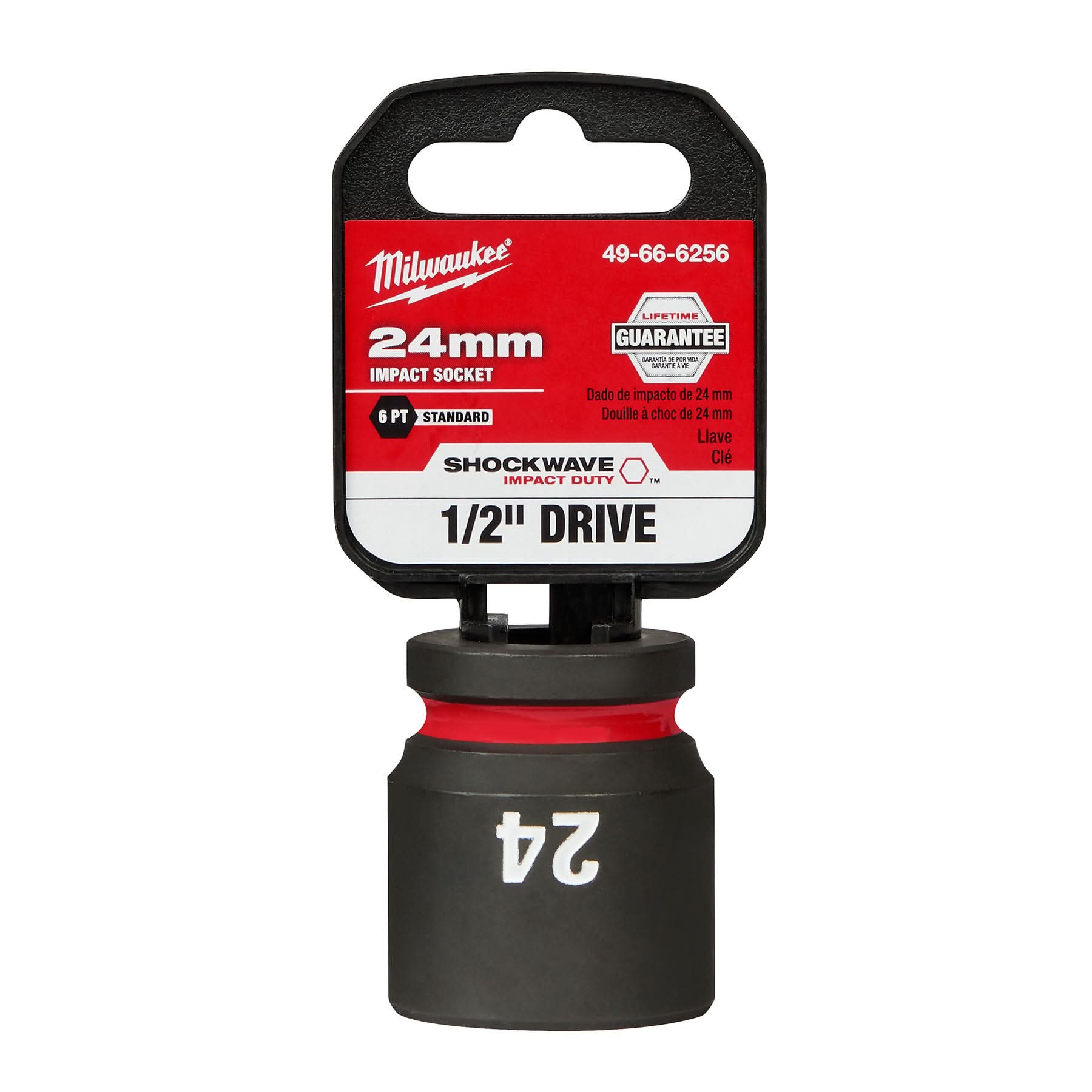 Milwaukee 49-66-6256 SHOCKWAVE Impact Duty 1/2-Inch Drive 24MM Standard 6 Point Socket