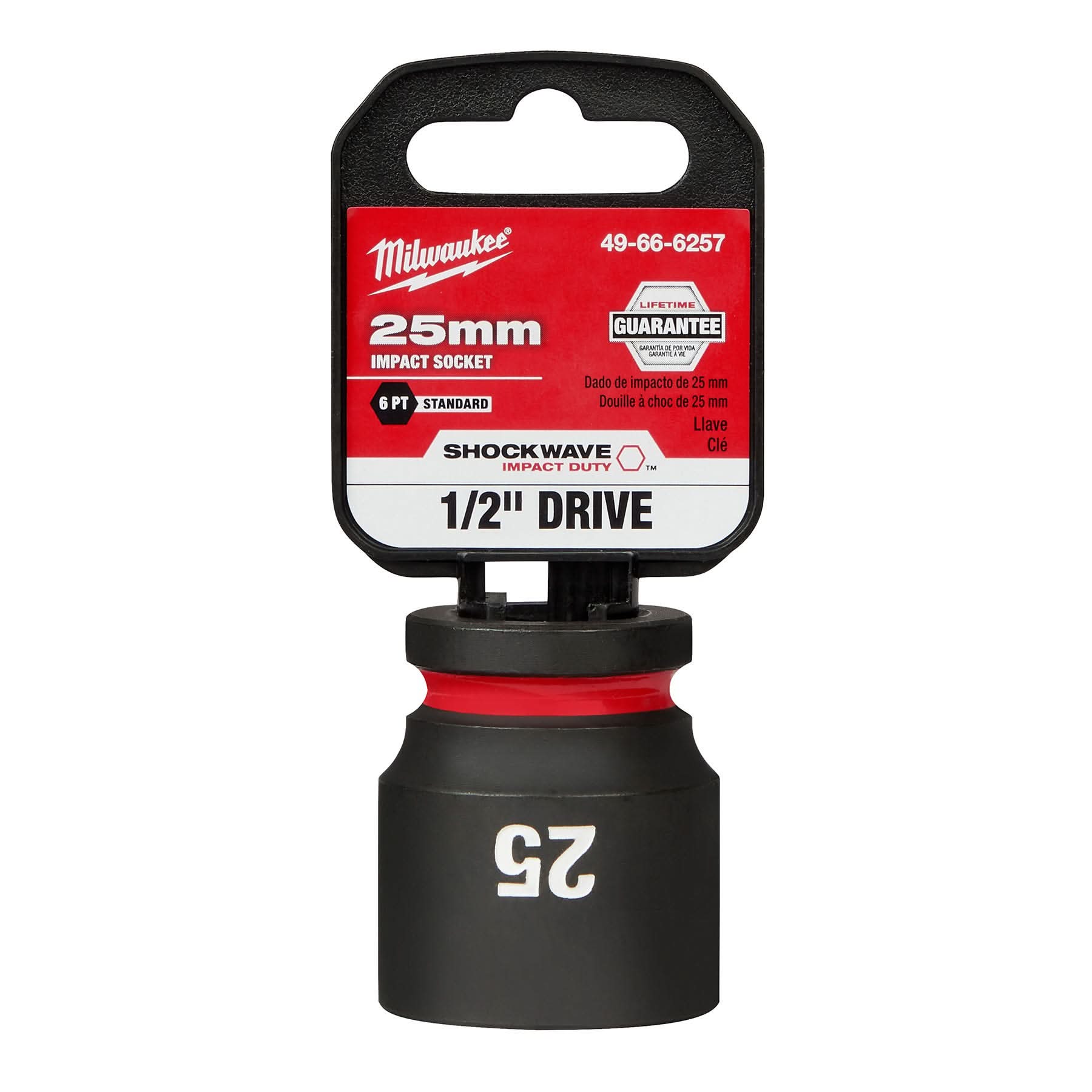 Milwaukee 49-66-6257 SHOCKWAVE Impact Duty 1/2-Inch Drive 25MM Standard 6 Point Socket
