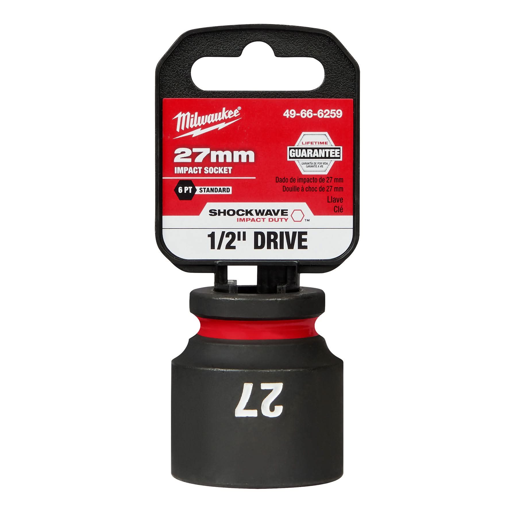 Milwaukee 49-66-6259 SHOCKWAVE Impact Duty 1/2-Inch Drive 27MM Standard 6 Point Socket