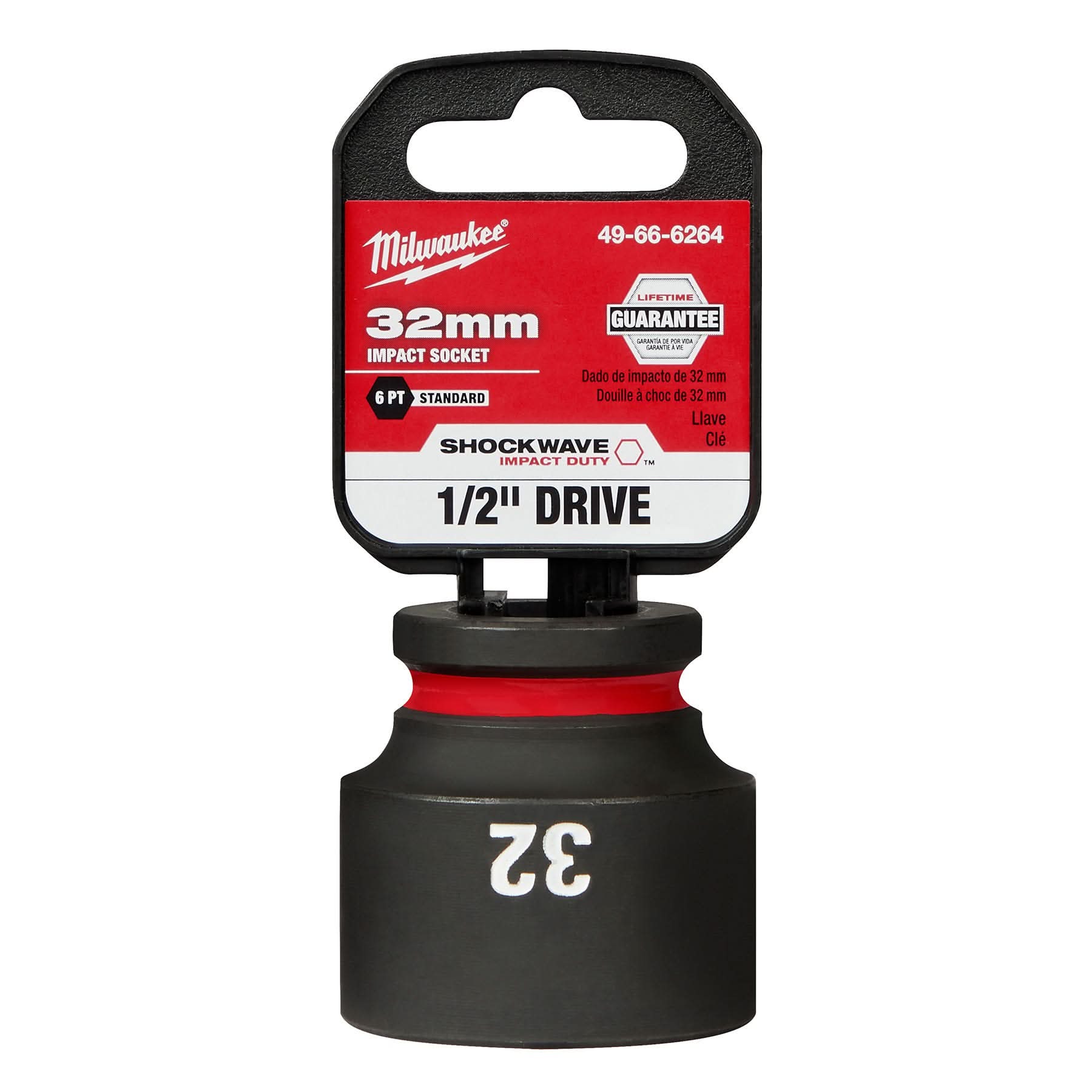 Milwaukee 49-66-6264 SHOCKWAVE Impact Duty 1/2-Inch Drive 32MM Standard 6 Point Socket