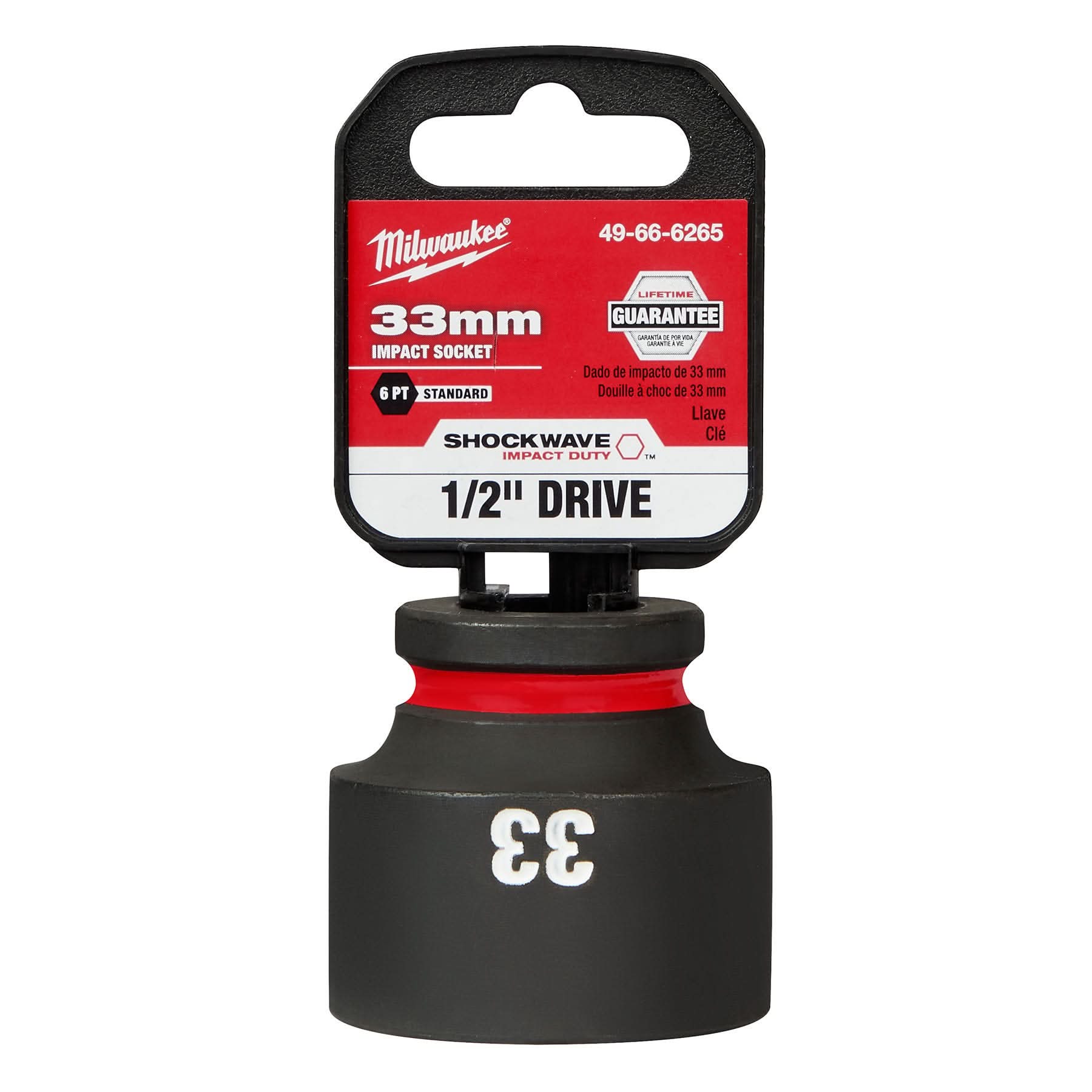 Milwaukee 49-66-6265 SHOCKWAVE Impact Duty 1/2-Inch Drive 33MM Standard 6 Point Socket