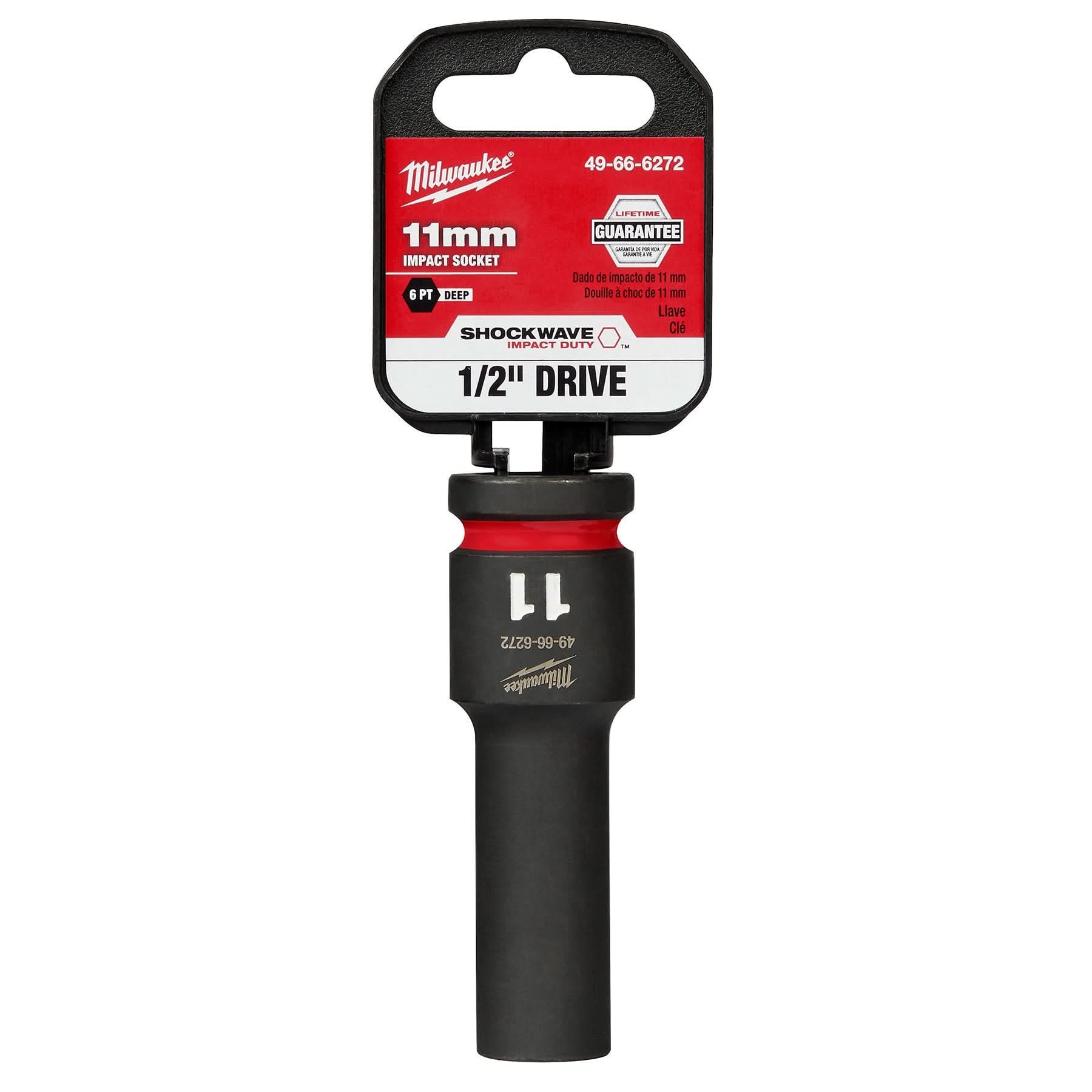 Milwaukee 49-66-6272 SHOCKWAVE Impact Duty 1/2-Inch Drive 11MM Deep 6 Point Socket