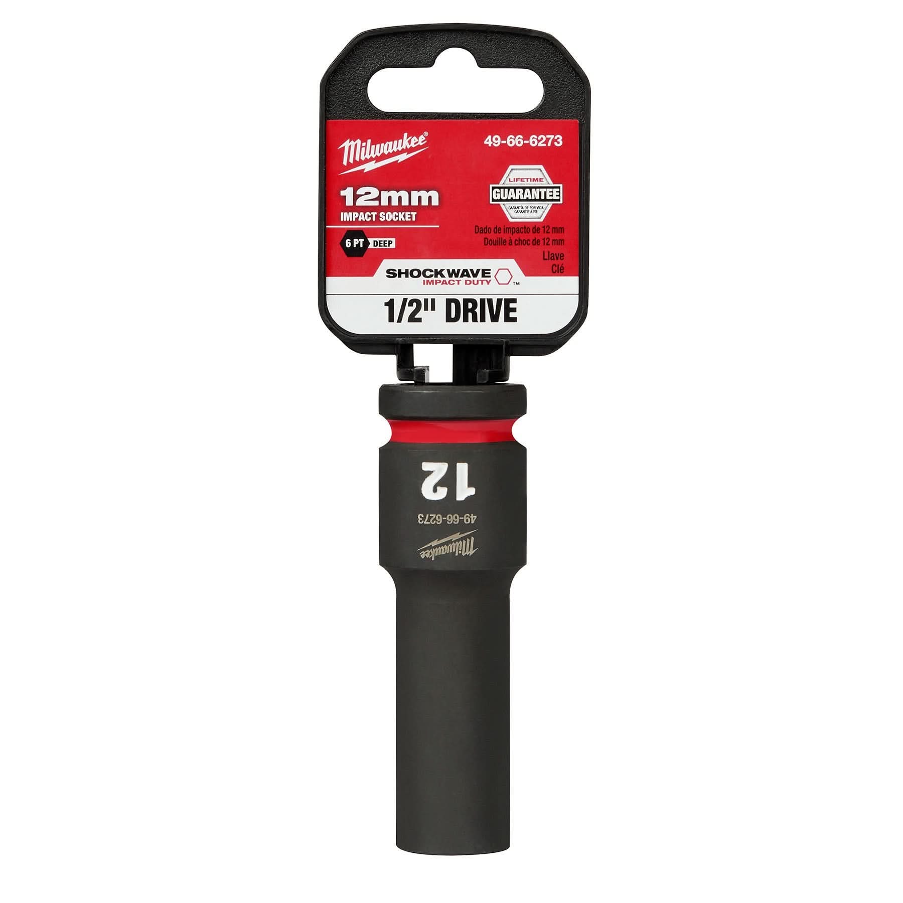 Milwaukee 49-66-6273 SHOCKWAVE Impact Duty 1/2-Inch Drive 12MM Deep 6 Point Socket