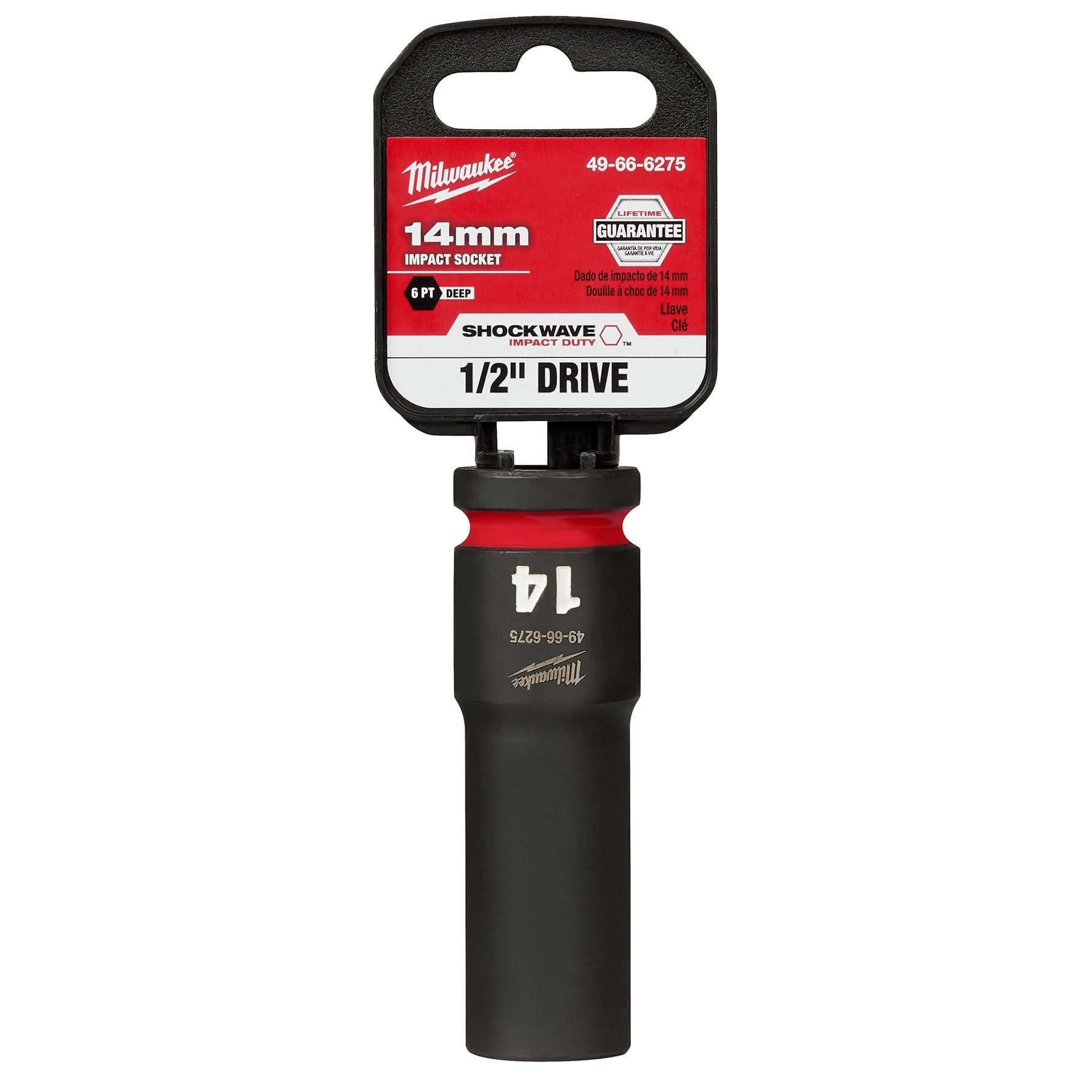 Milwaukee 49-66-6275 SHOCKWAVE Impact Duty 1/2-Inch Drive 14MM Deep 6 Point Socket