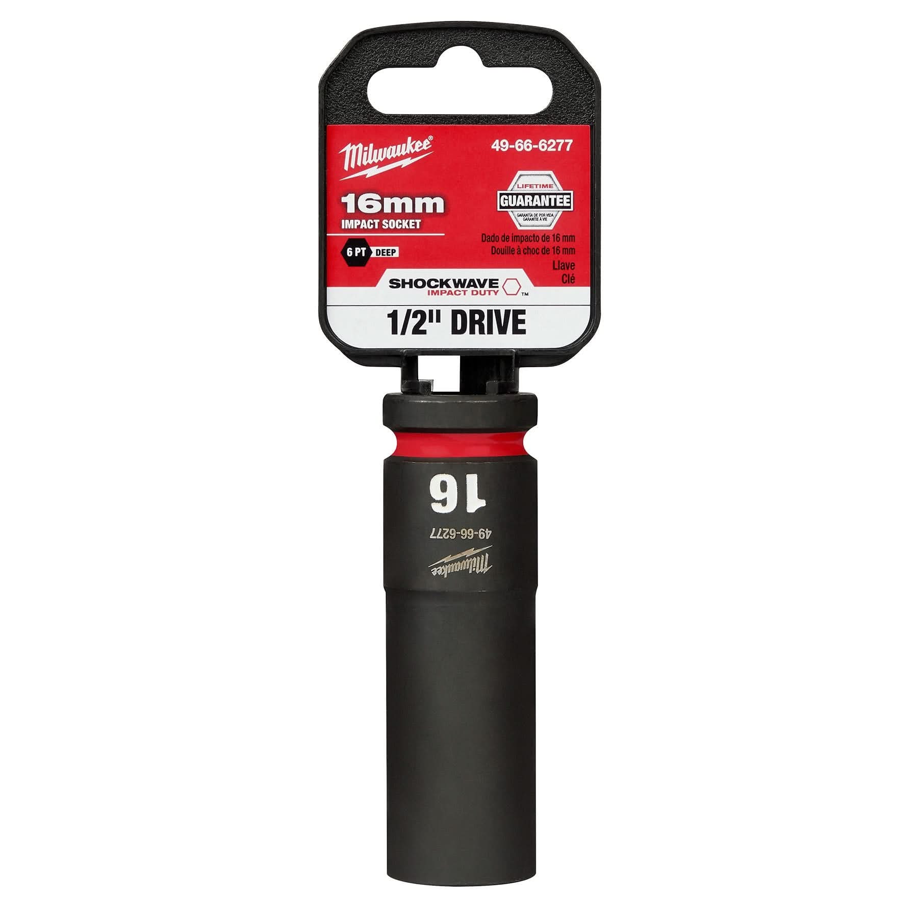 Milwaukee 49-66-6277 SHOCKWAVE Impact Duty 1/2-Inch Drive 16MM Deep 6 Point Socket