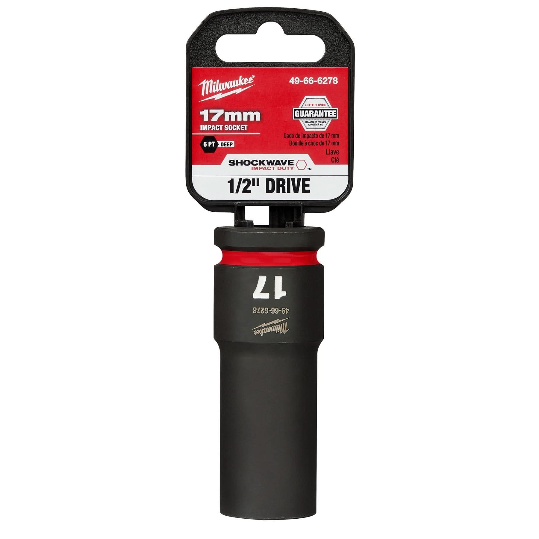 Milwaukee 49-66-6278 SHOCKWAVE Impact Duty 1/2-Inch Drive 17MM Deep 6 Point Socket
