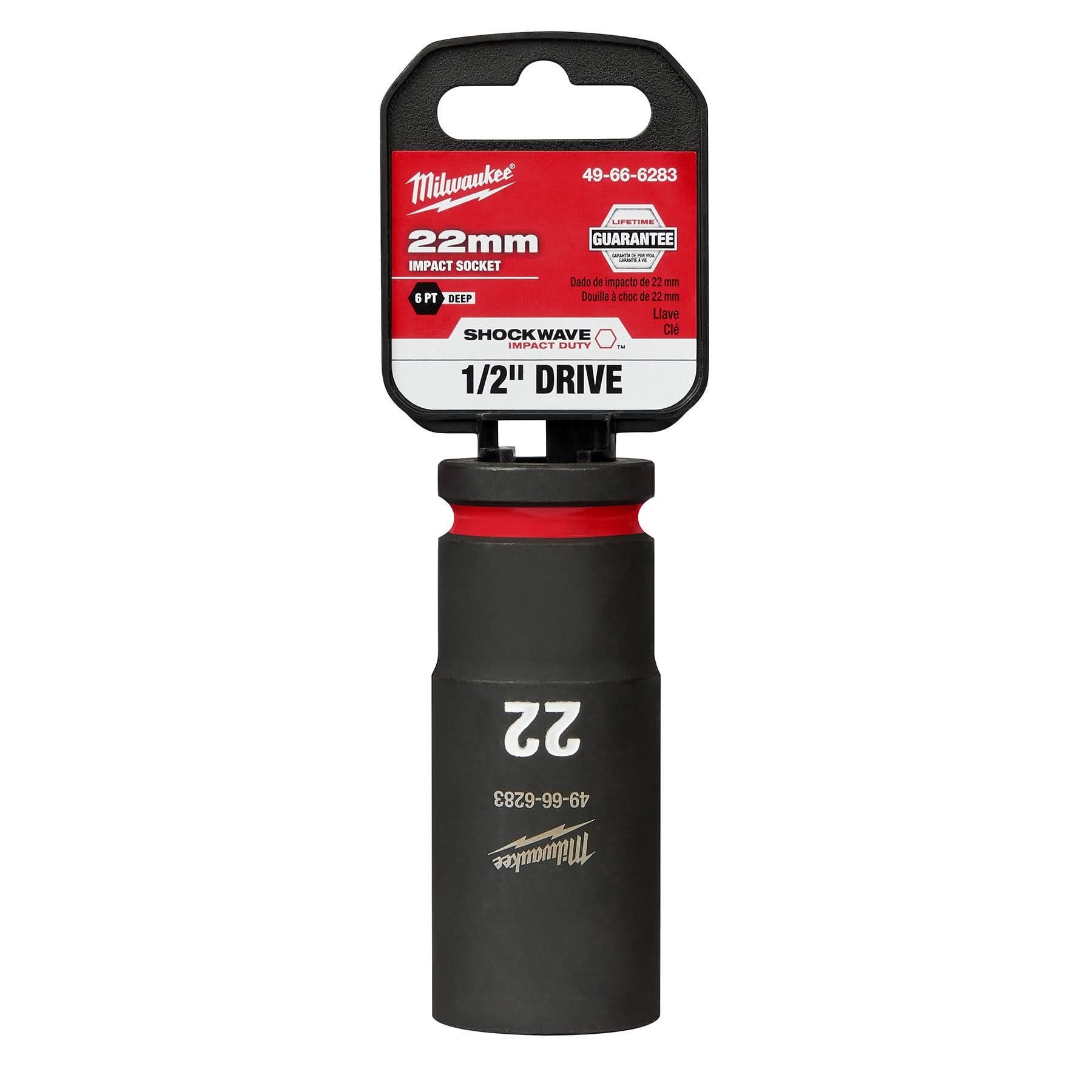 Milwaukee 49-66-6283 SHOCKWAVE Impact Duty 1/2-Inch Drive 22MM Deep 6 Point Socket