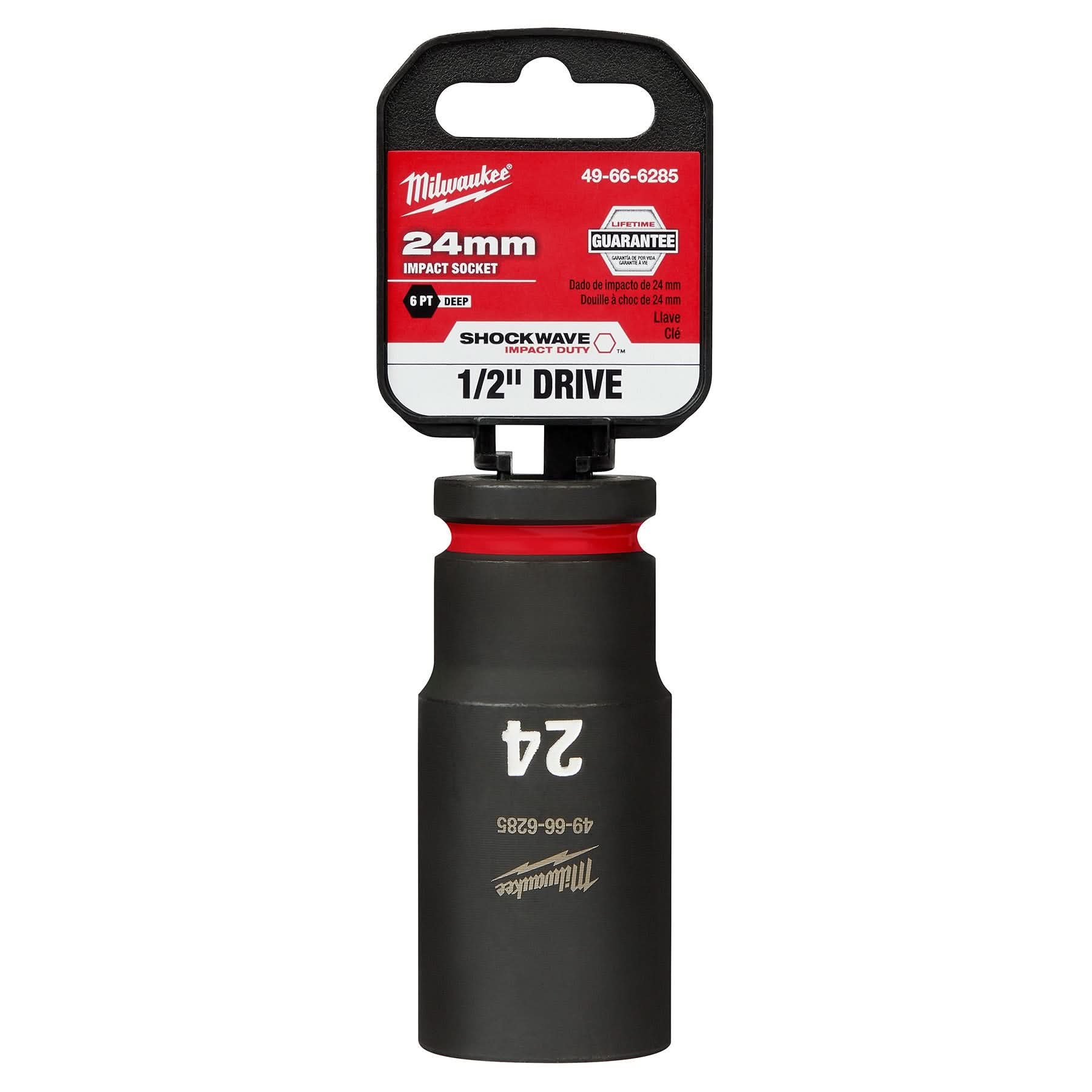 Milwaukee 49-66-6285 SHOCKWAVE Impact Duty 1/2-Inch Drive 24MM Deep 6 Point Socket