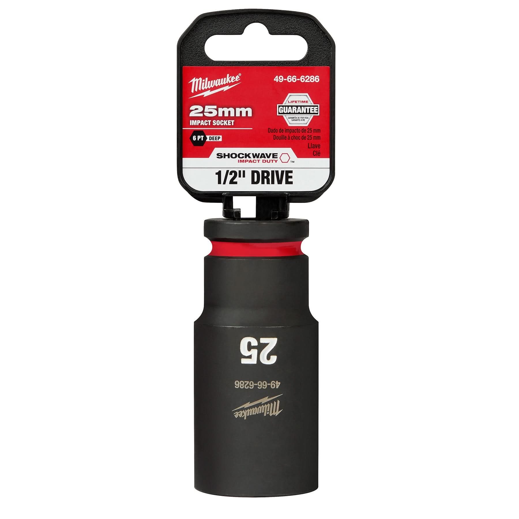 Milwaukee 49-66-6286 SHOCKWAVE Impact Duty 1/2-Inch Drive 25MM Deep 6 Point Socket
