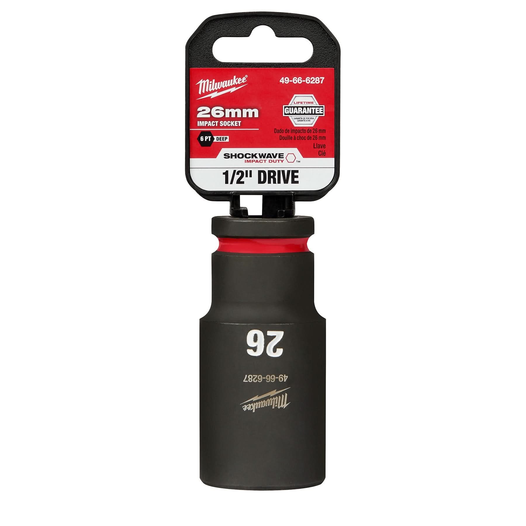 Milwaukee 49-66-6287 SHOCKWAVE Impact Duty 1/2-Inch Drive 26MM Deep 6 Point Socket