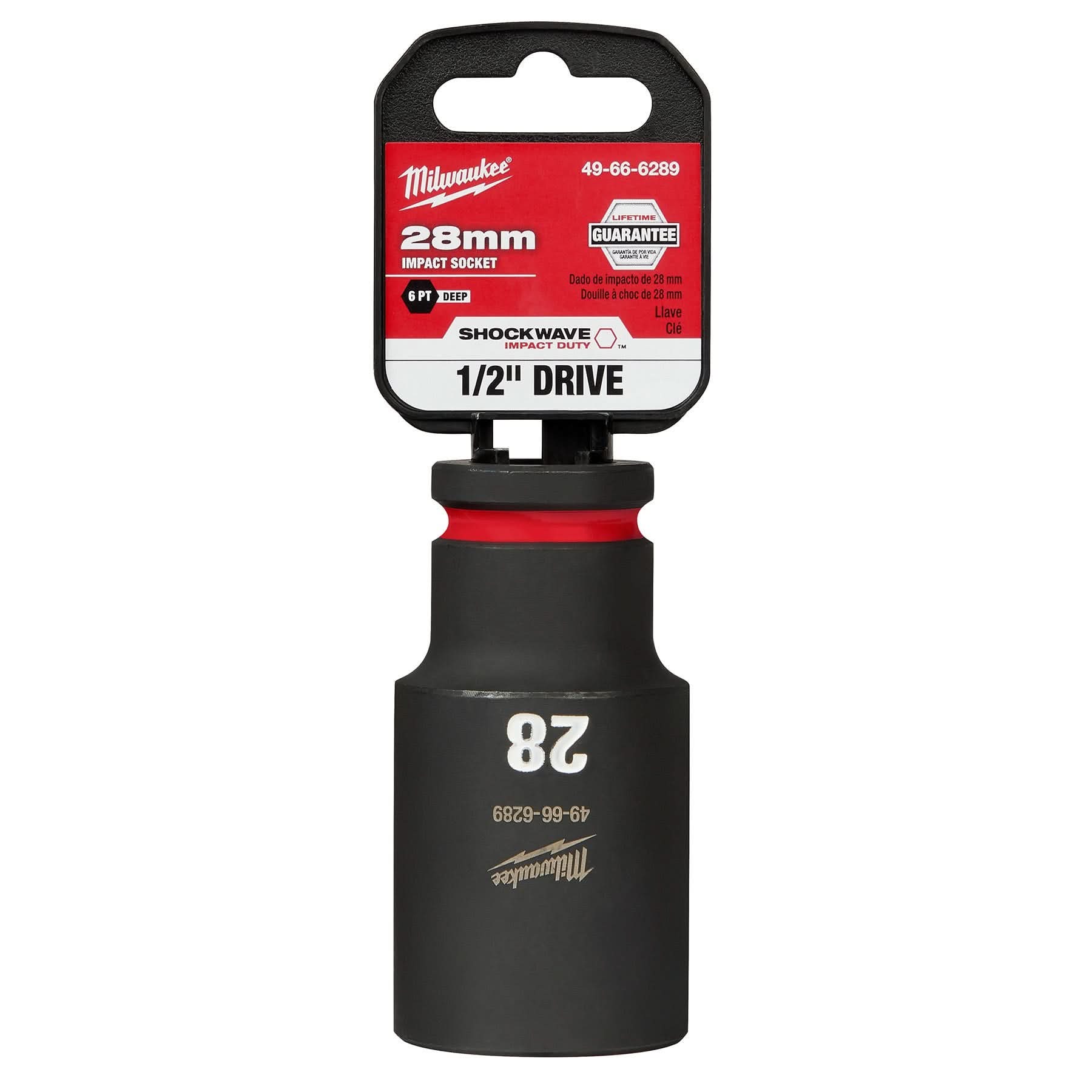 Milwaukee 49-66-6289 SHOCKWAVE Impact Duty 1/2-Inch Drive 28MM Deep 6 Point Socket