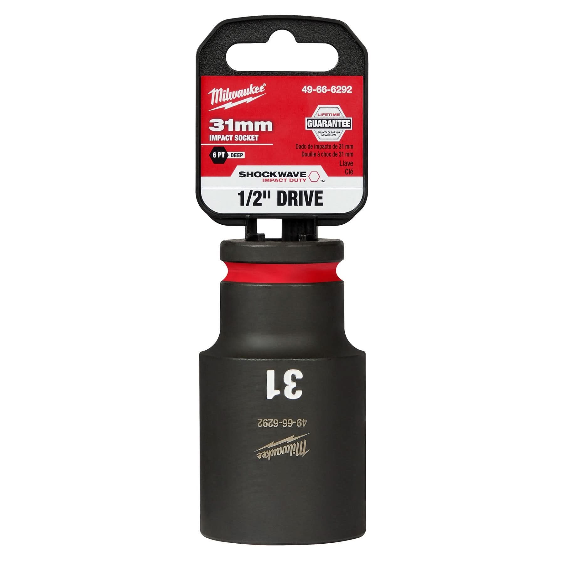 Milwaukee 49-66-6292 SHOCKWAVE Impact Duty 1/2-Inch Drive 31MM Deep 6 Point Socket