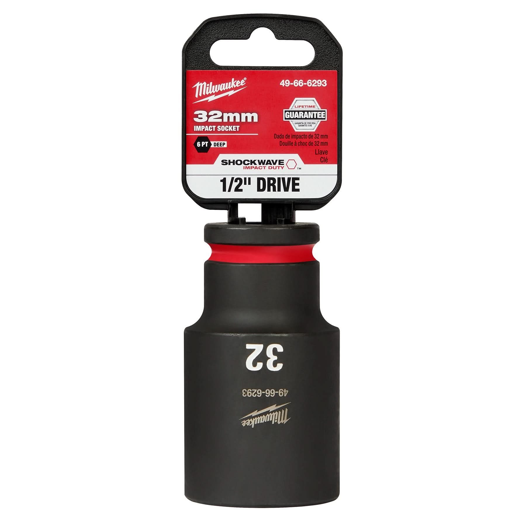 Milwaukee 49-66-6293 SHOCKWAVE Impact Duty 1/2-Inch Drive 32MM Deep 6 Point Socket