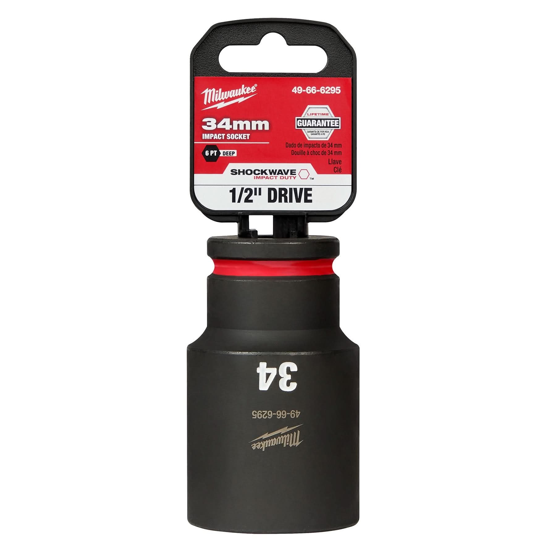 Milwaukee 49-66-6295 SHOCKWAVE Impact Duty 1/2-Inch Drive 34MM Deep 6 Point Socket
