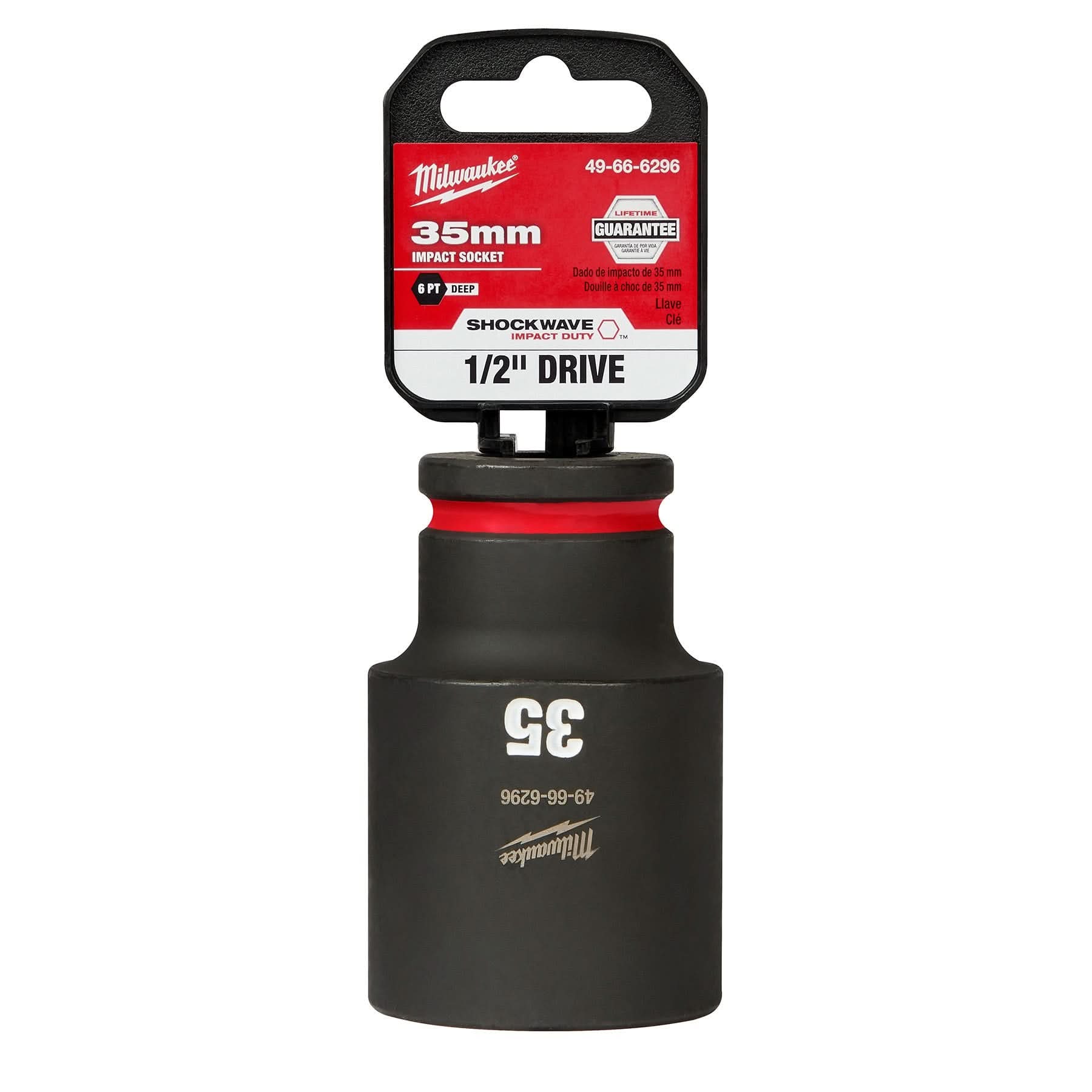 Milwaukee 49-66-6296 SHOCKWAVE Impact Duty 1/2-Inch Drive 35MM Deep 6 Point Socket
