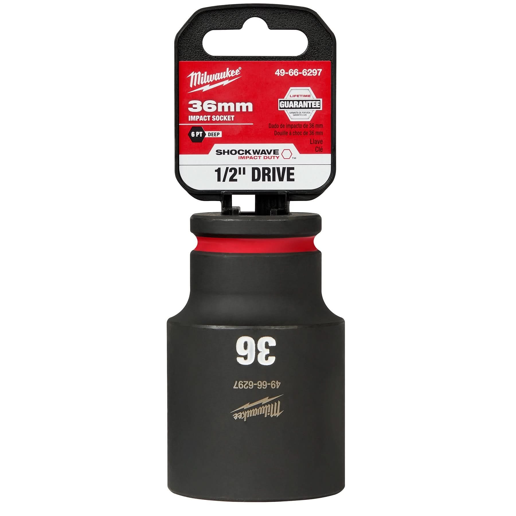 Milwaukee 49-66-6297 SHOCKWAVE Impact Duty 1/2-Inch Drive 36MM Deep 6 Point Socket