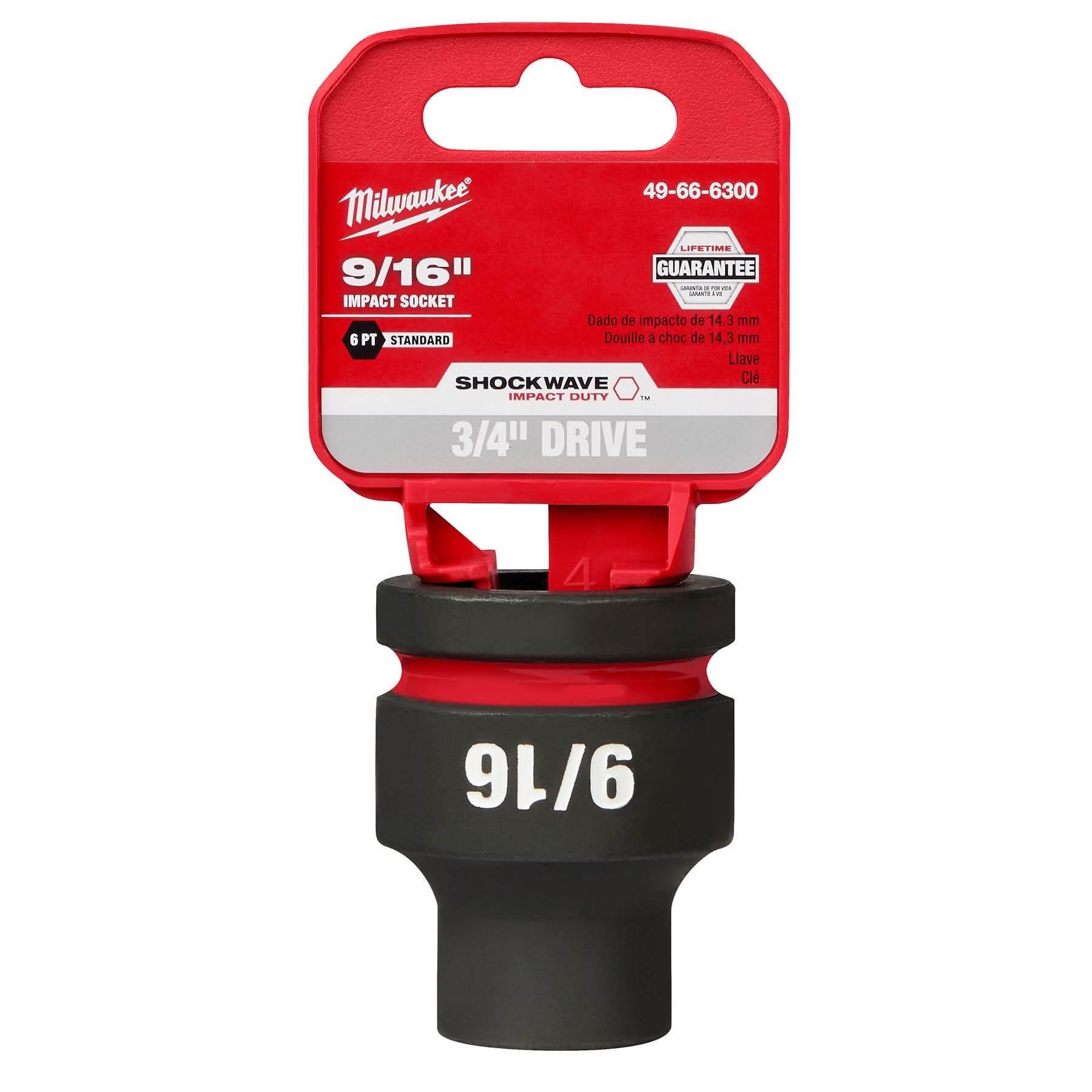 Milwaukee 49-66-6300 SHOCKWAVE Impact Duty 3/4-Inch Drive 9/16-Inch Standard 6 Point Socket