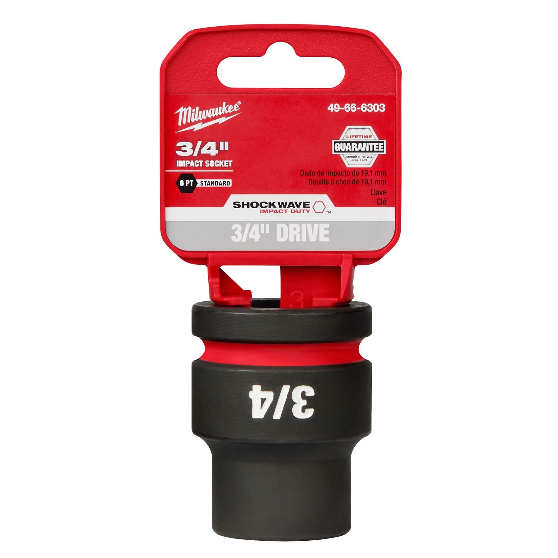 Milwaukee 49-66-6303 SHOCKWAVE Impact Duty 3/4-Inch Drive 3/4-Inch Standard 6 Point Socket
