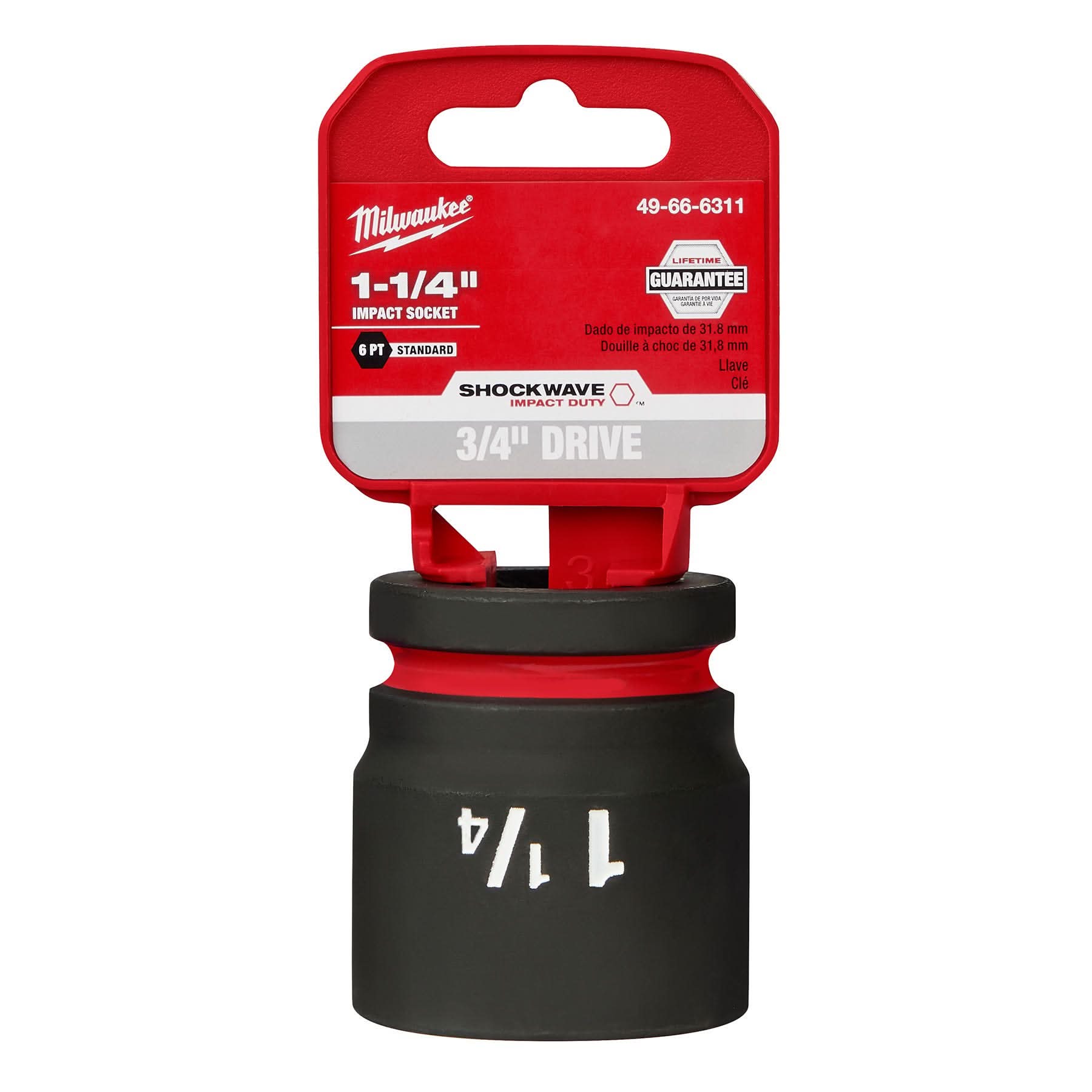 Milwaukee 49-66-6311 SHOCKWAVE Impact Duty 3/4-Inch Drive 1-1/4-Inch Standard 6 Point Socket
