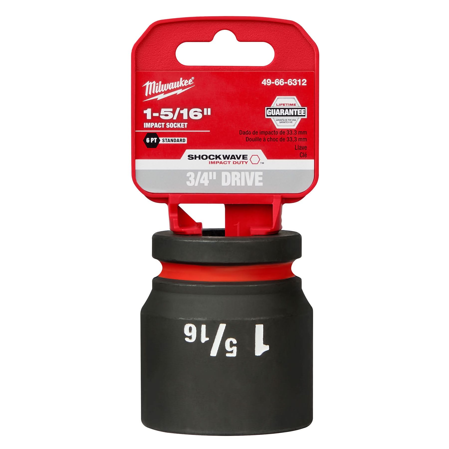 Milwaukee 49-66-6312 SHOCKWAVE Impact Duty 3/4-Inch Drive 1-5/16-Inch Standard 6 Point Socket